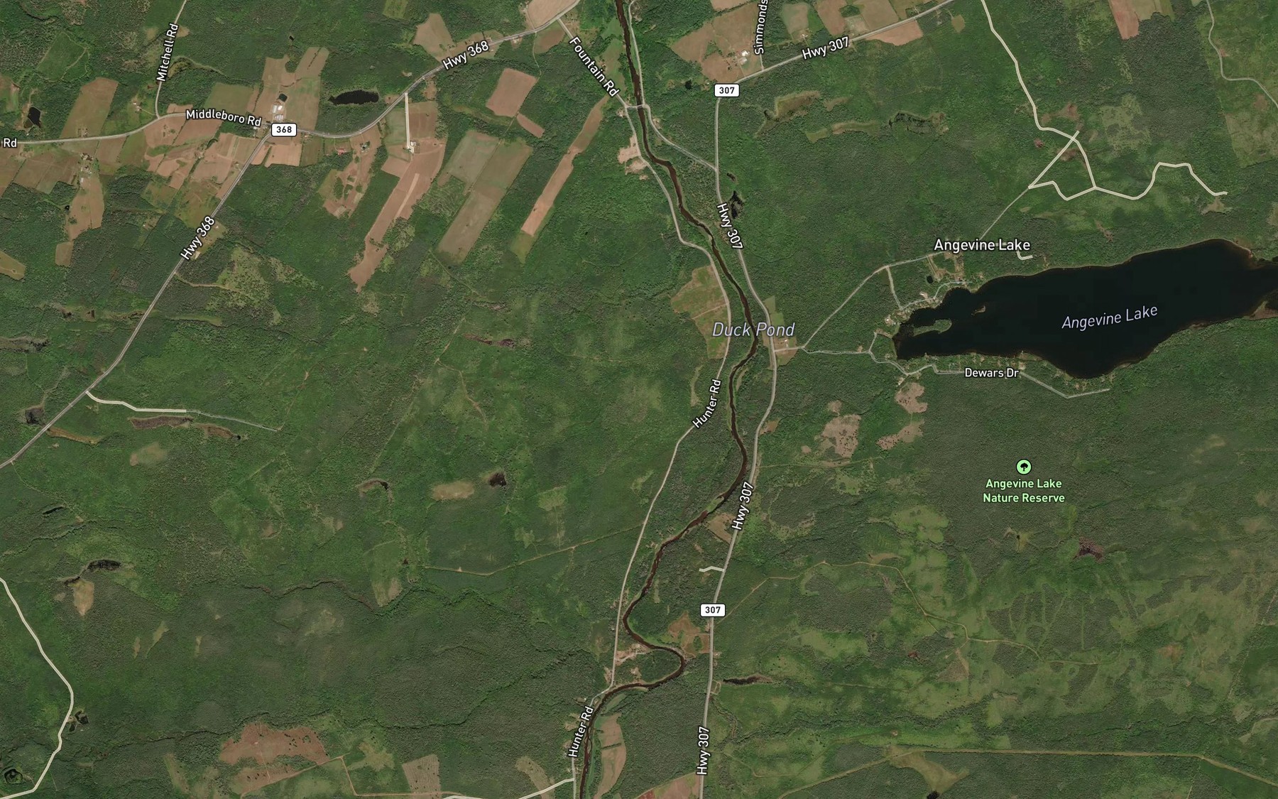 Satellite map of the Grant Brook