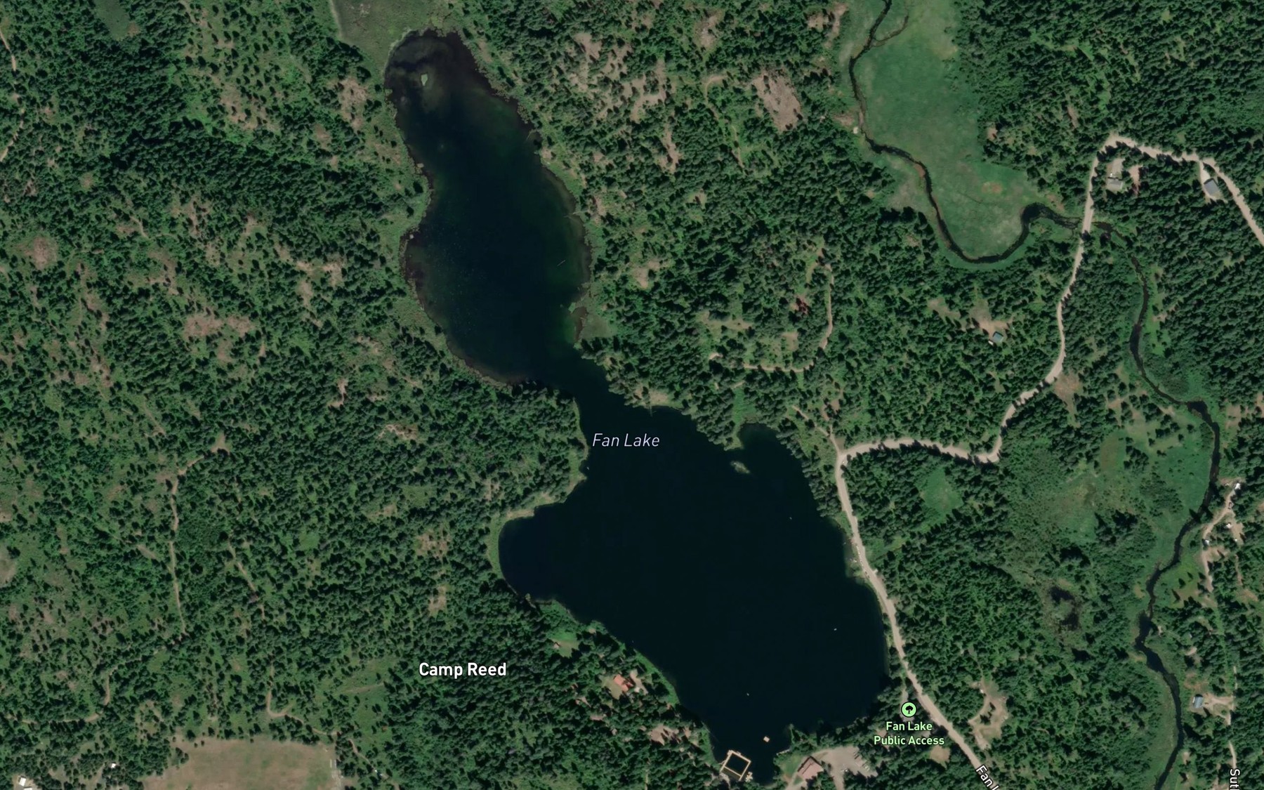 Satellite map of the Fan Lake