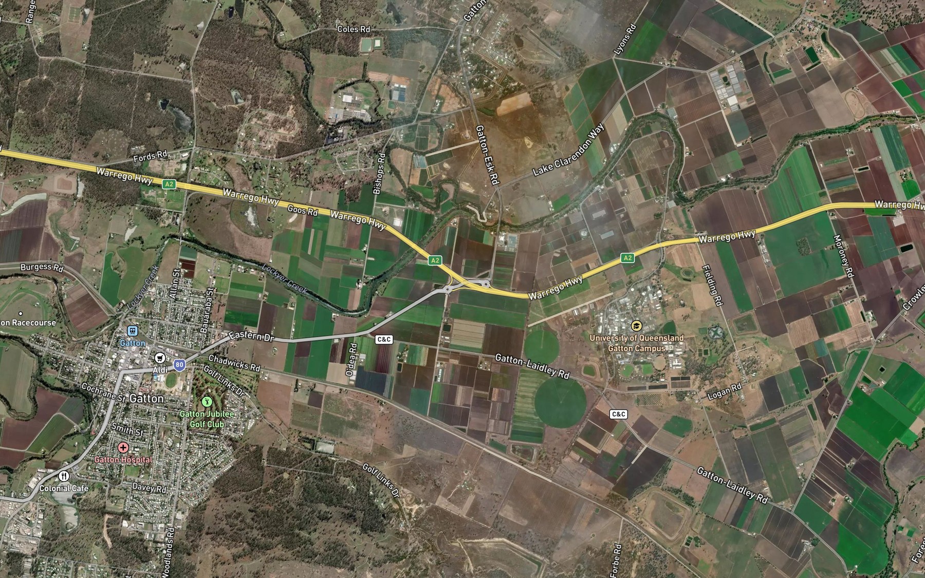 Satellite map of the Redbank Creek