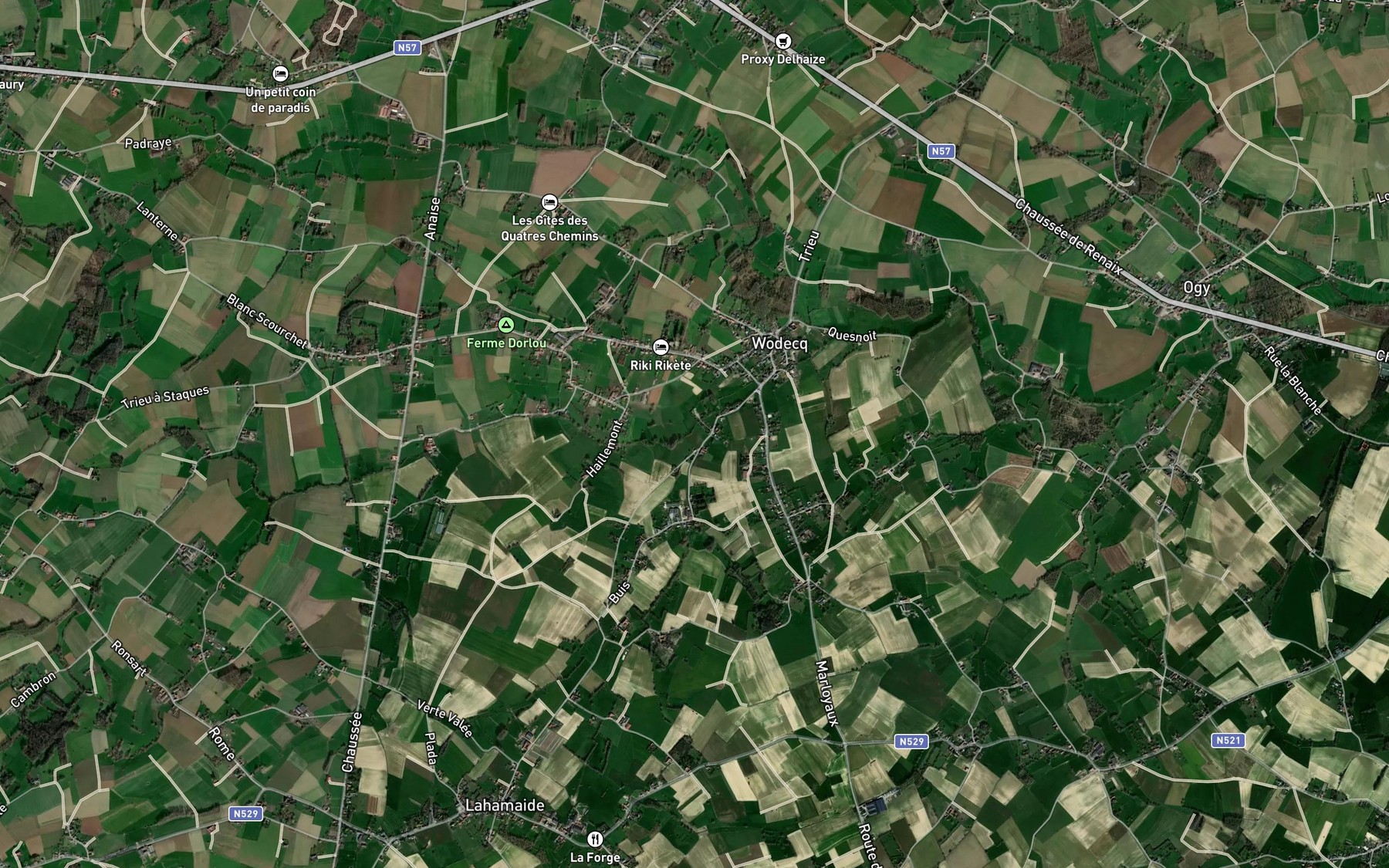Satellite map of the Ruisseau de Ronsart