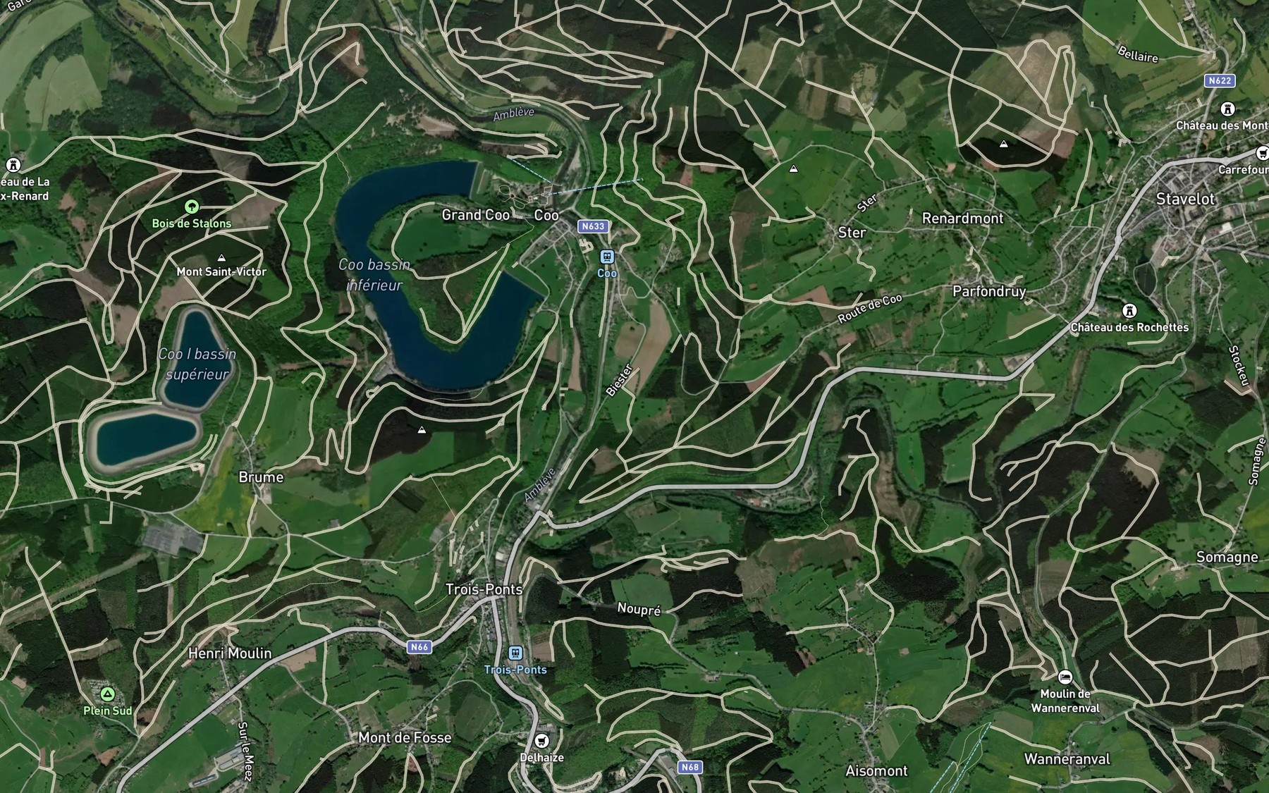 Satellite map of the Cascade de Coo