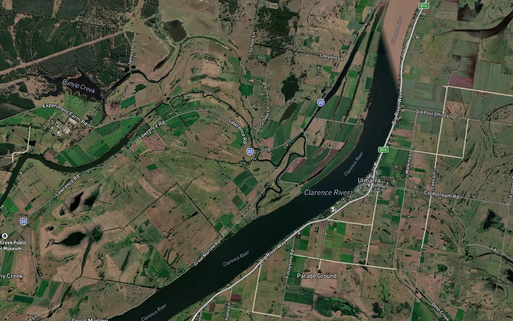 Satellite map of the Bayldons Creek