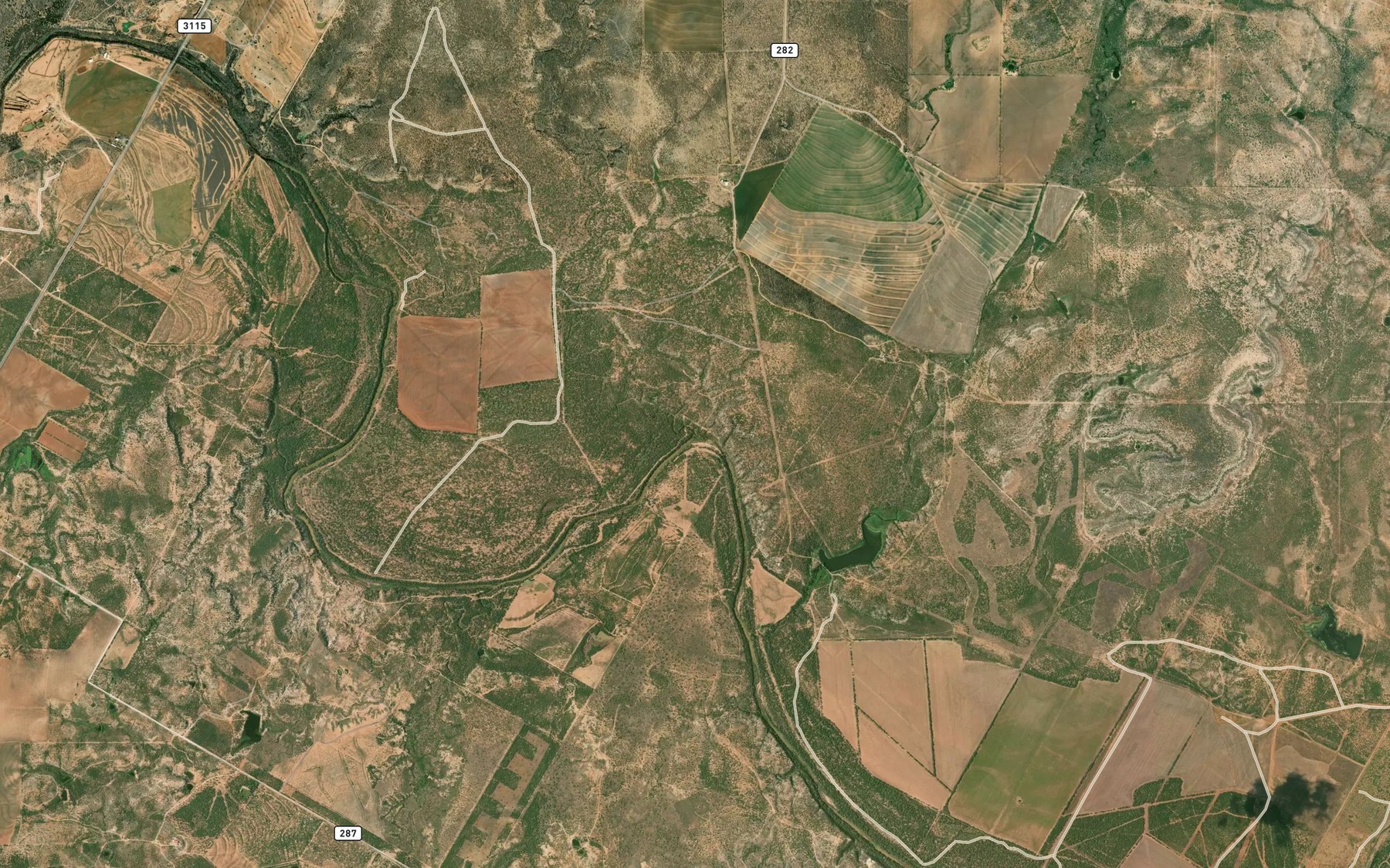Satellite map of the Mesquite Creek