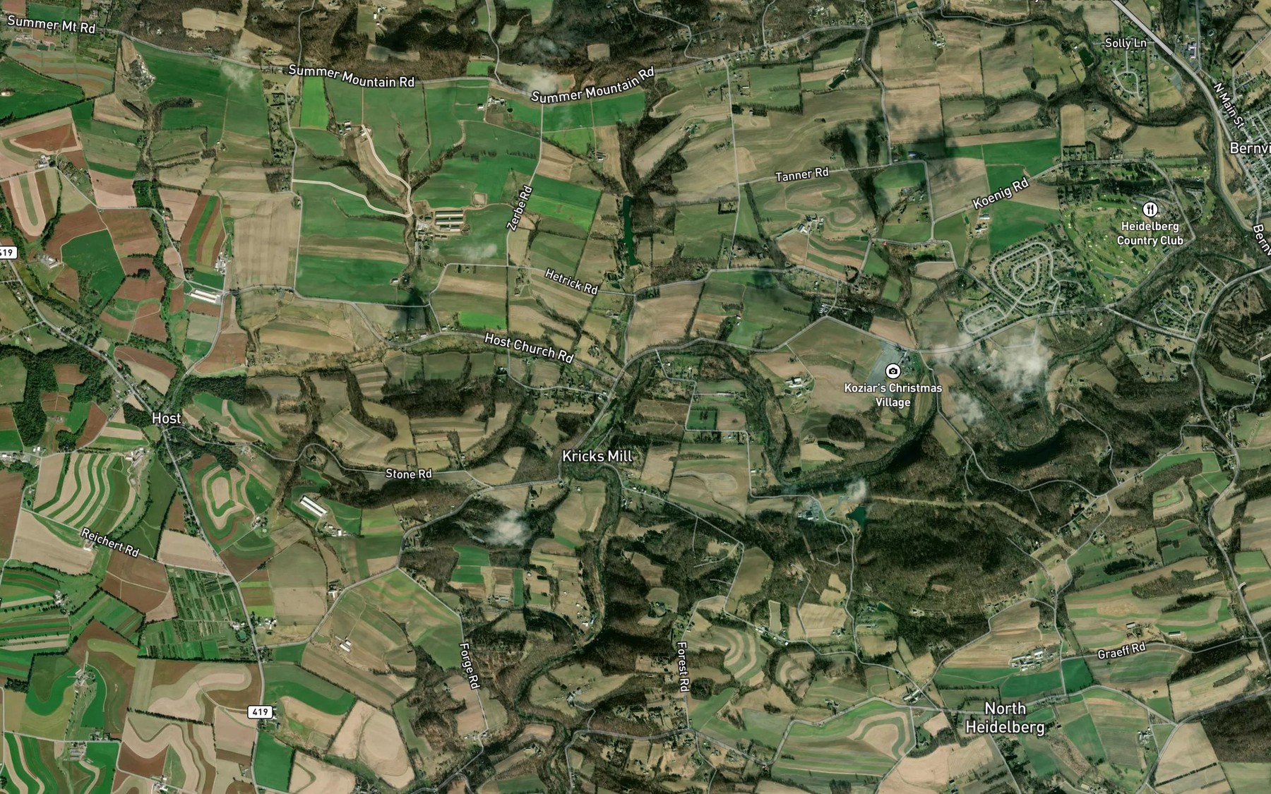 Satellite map of the Mill Creek
