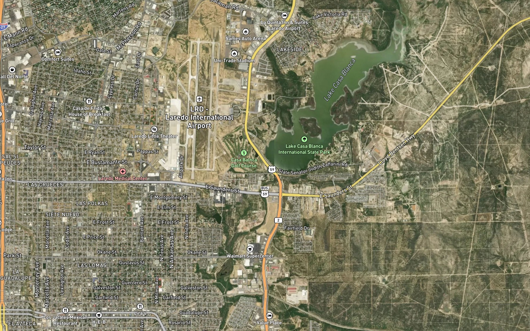 Satellite map of the Casa Blanca Lake