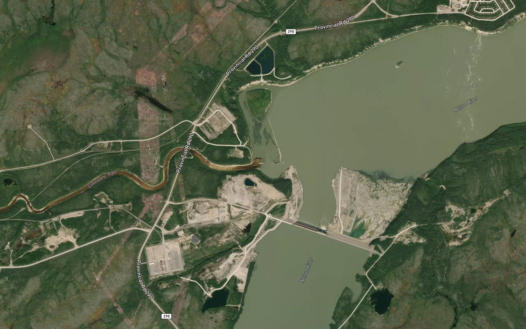Satellite map of the Limestone River