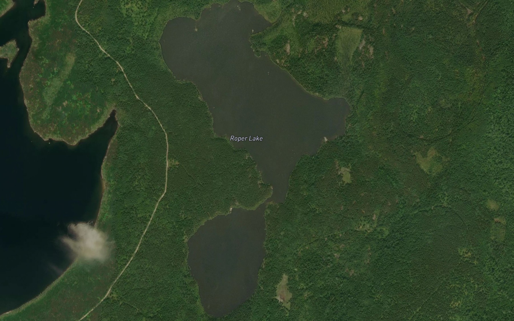 Satellite map of the Roper Lake