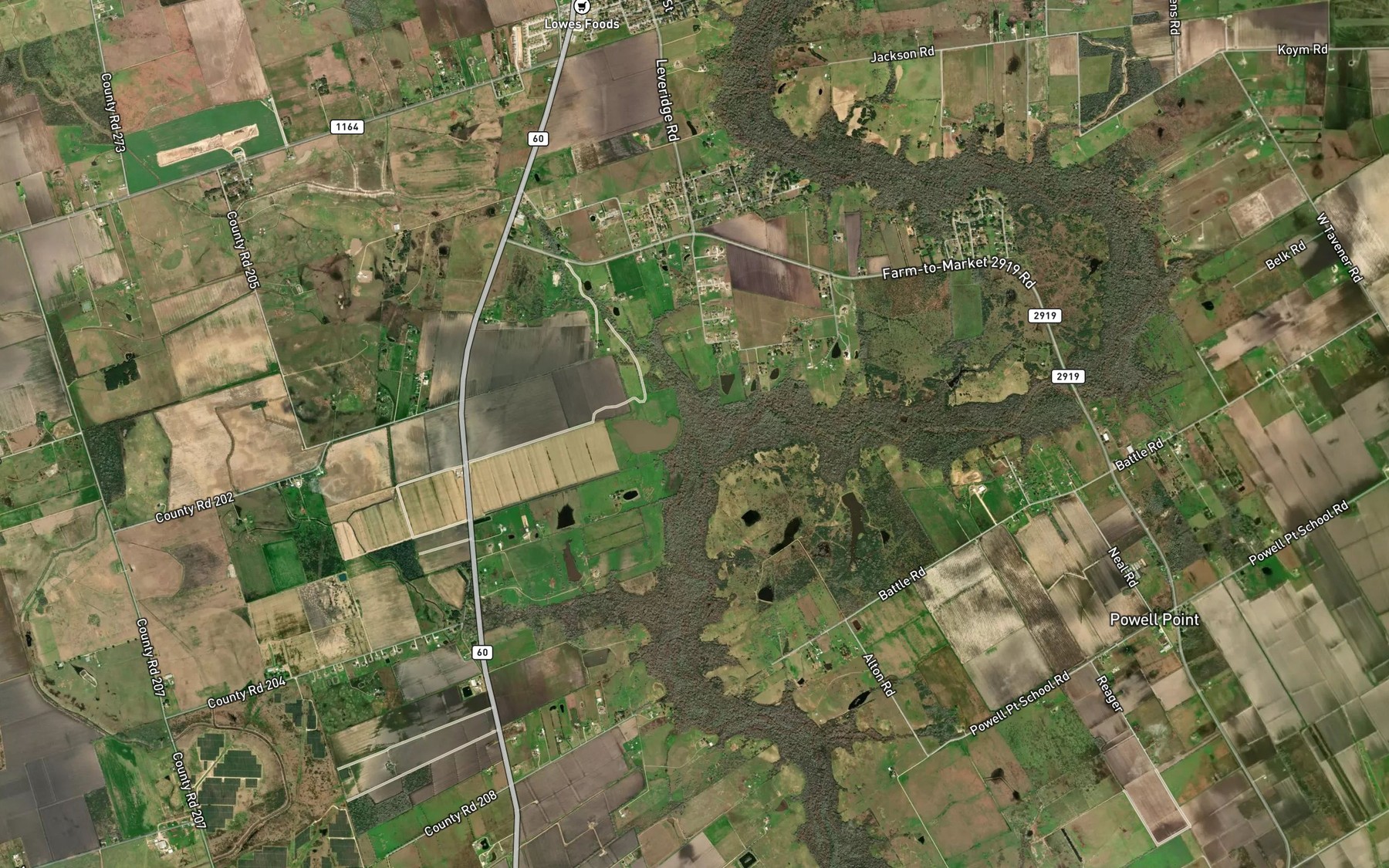 Satellite map of the Britt Branch