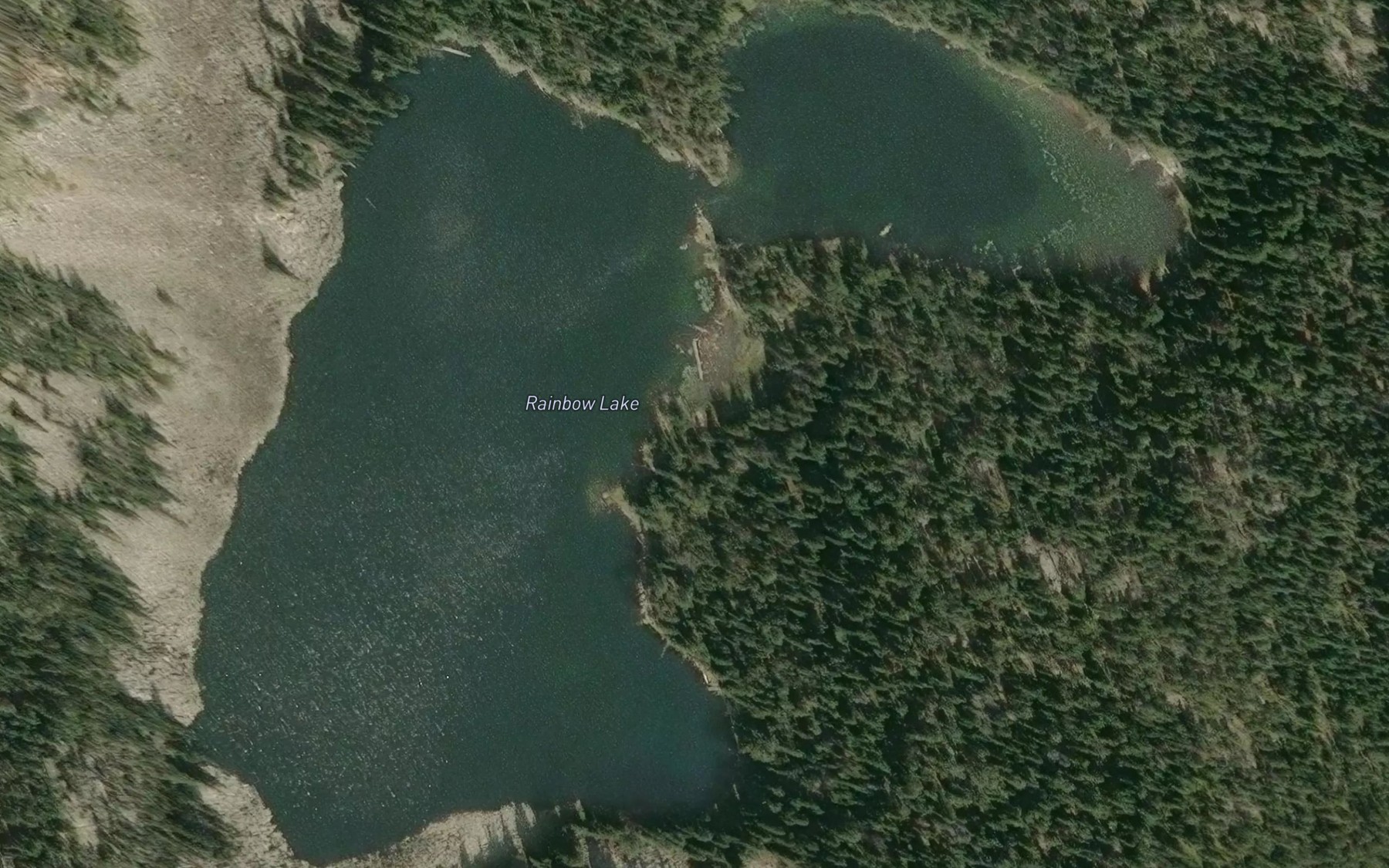 Satellite map of the Rainbow Lake