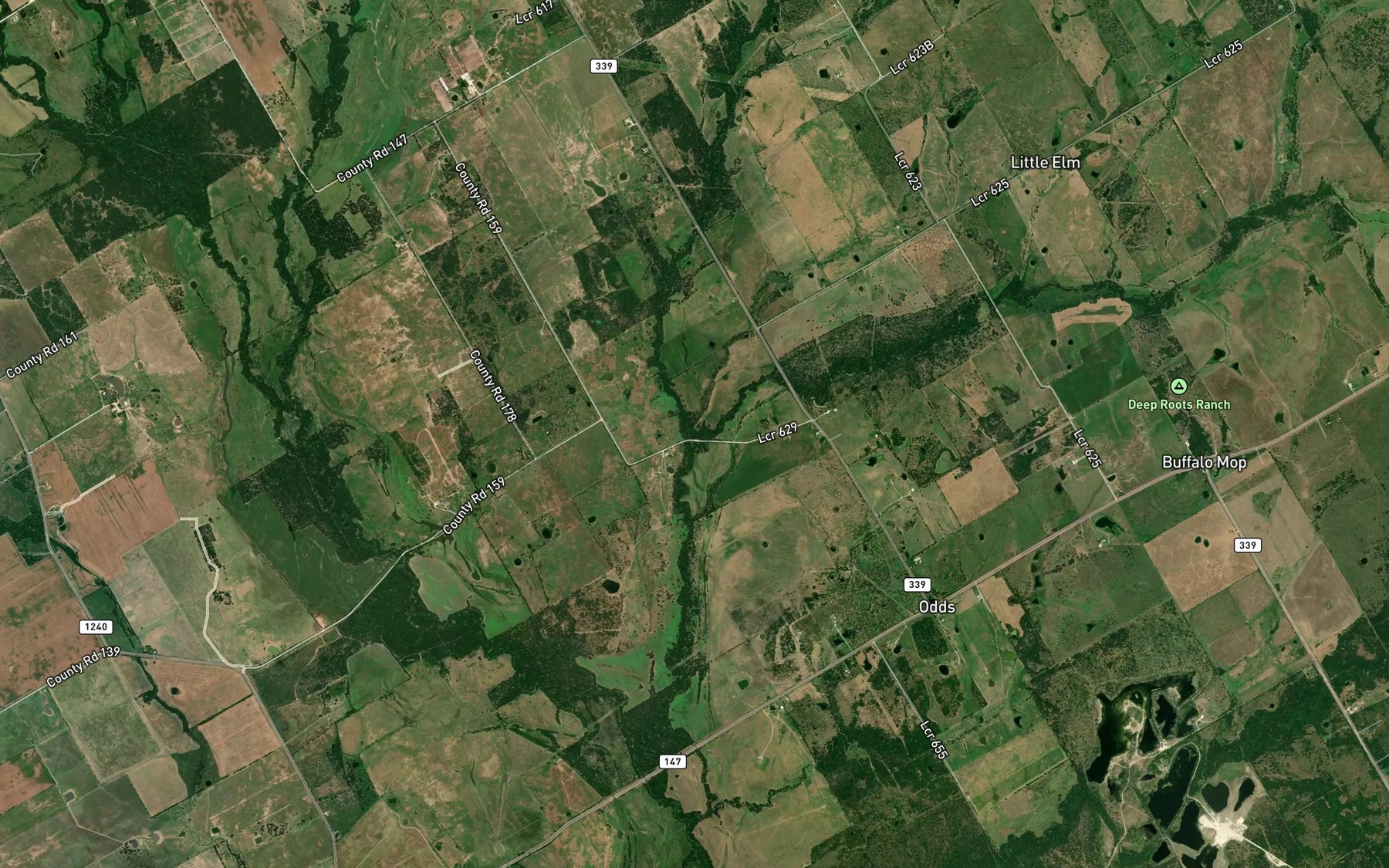Satellite map of the Little Elm Creek