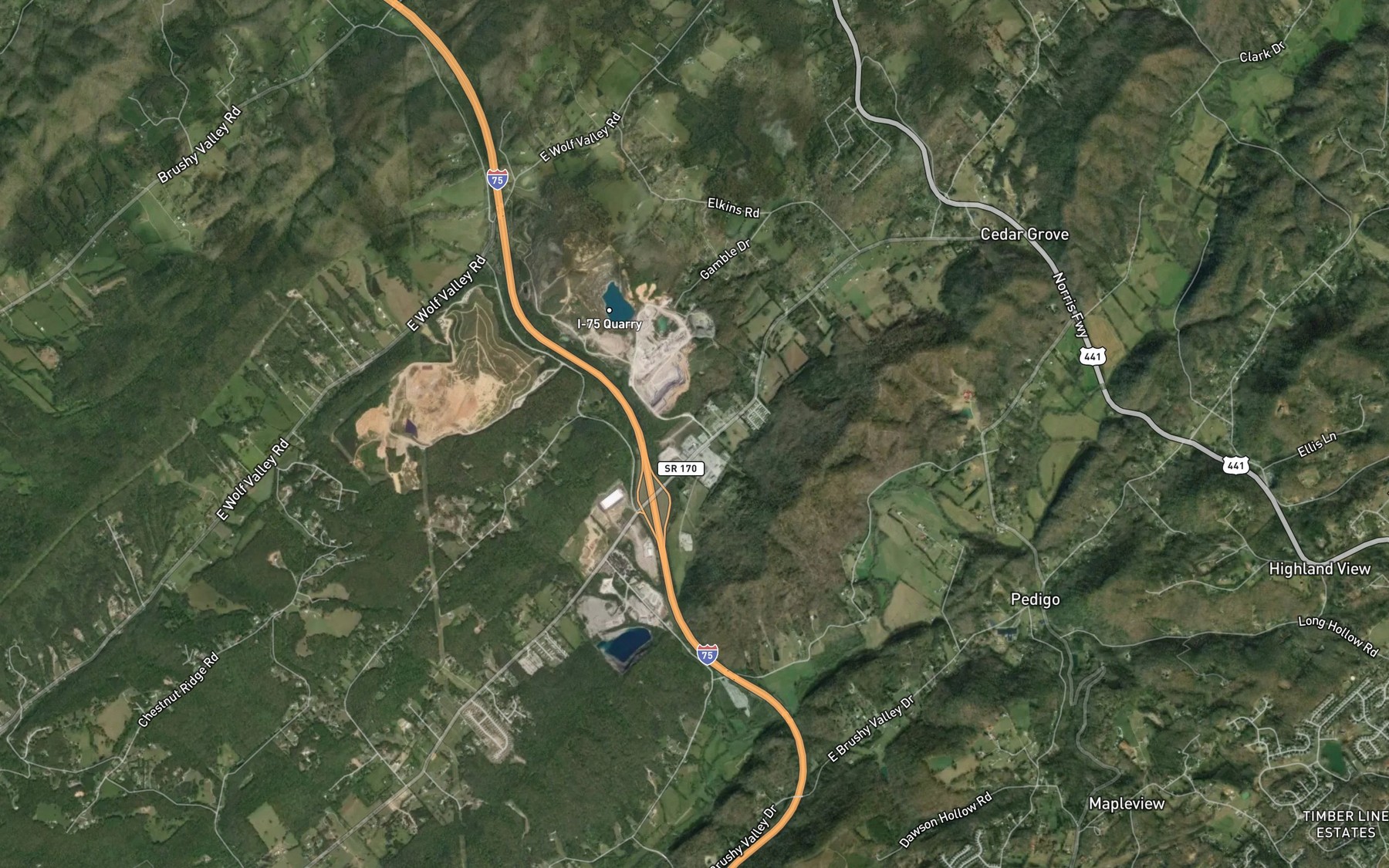 Satellite map of the Whitcox Branch