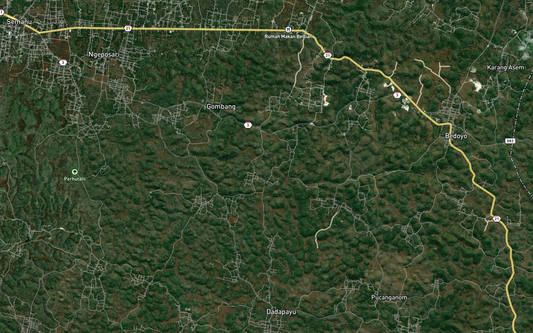 Satellite map of the Telaga Ngrejek