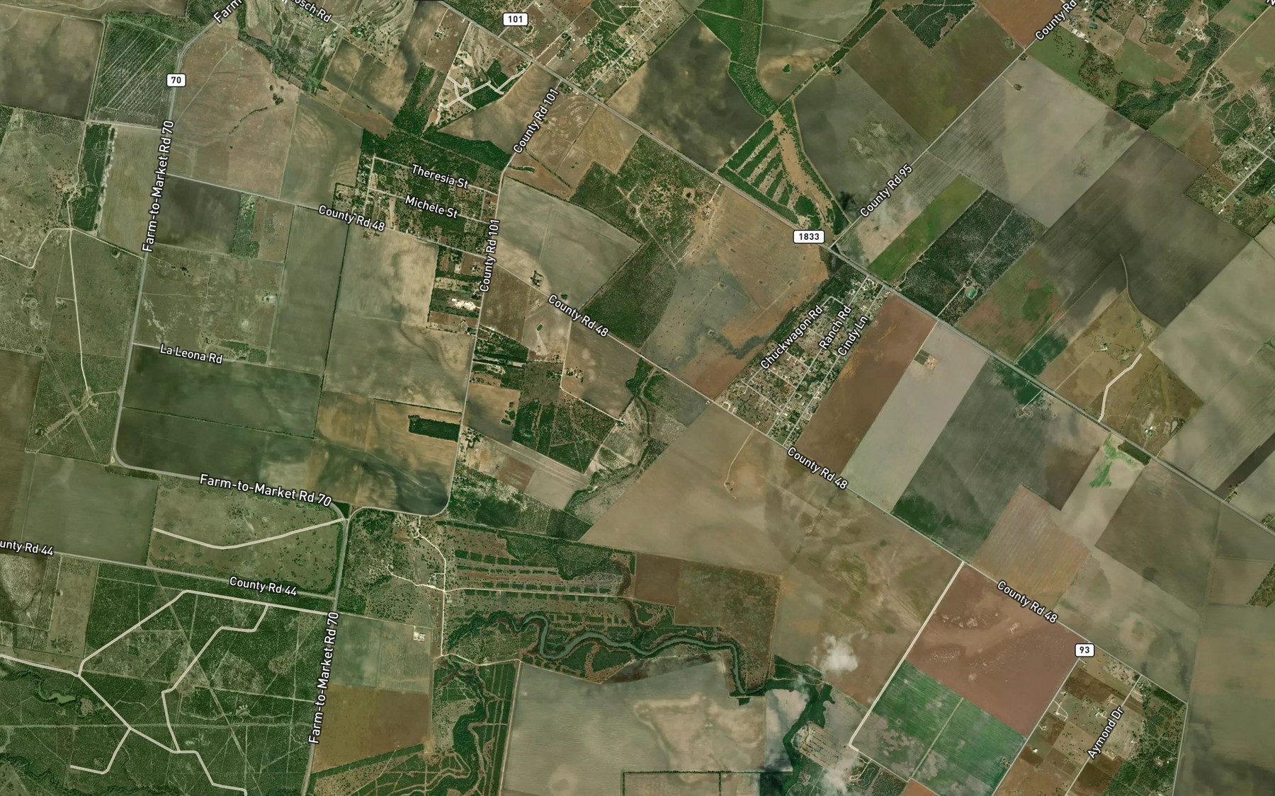 Satellite map of the Leon Creek