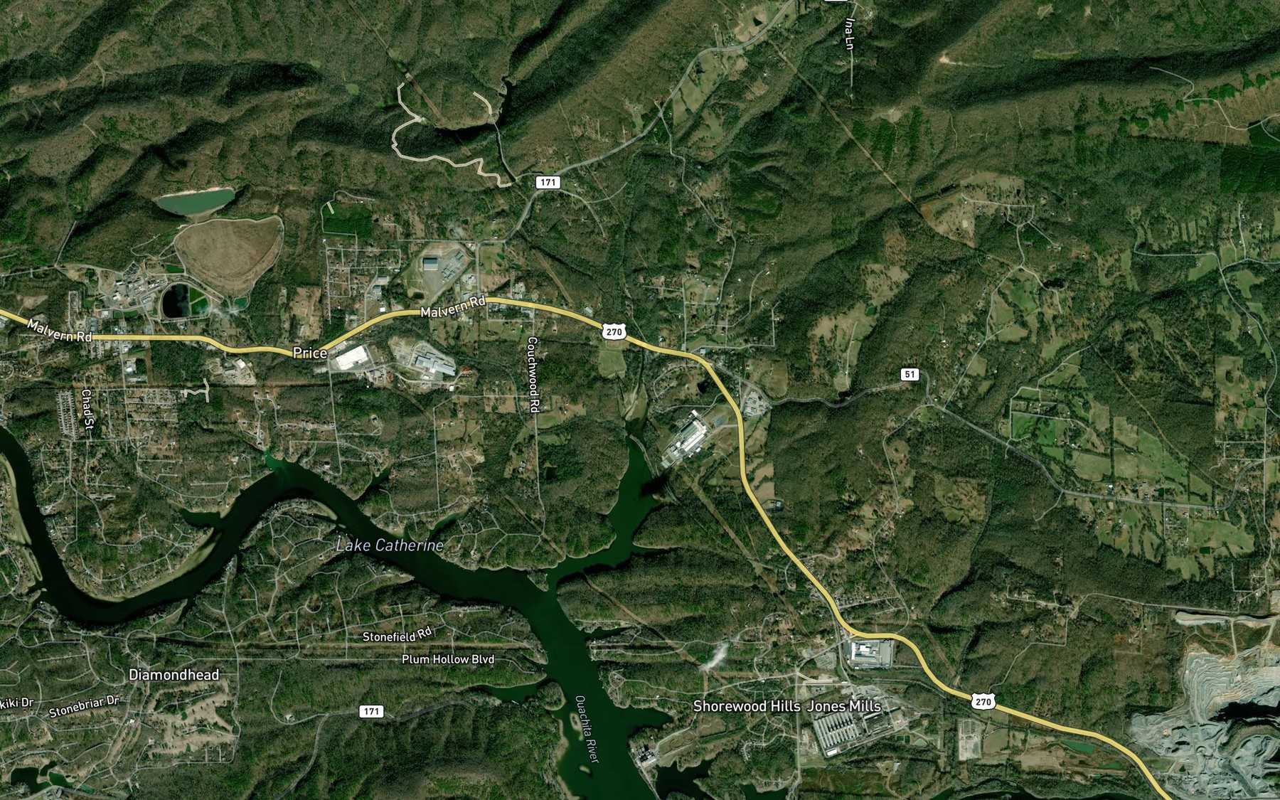 Satellite map of the Tigre Creek