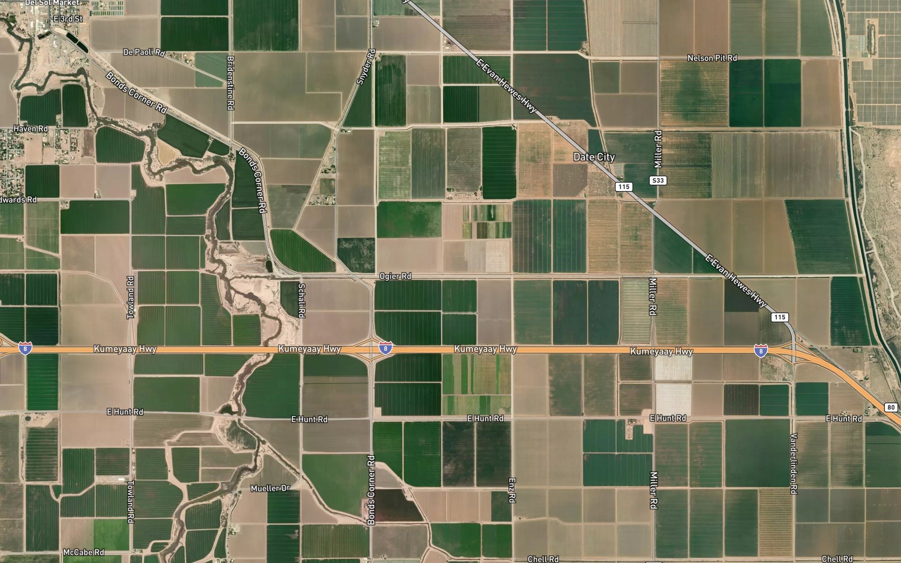 Satellite map of the Warren Drain