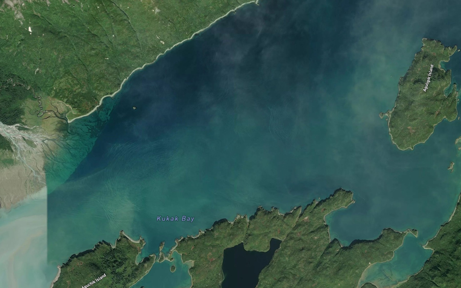 Satellite map of the Kukak Bay