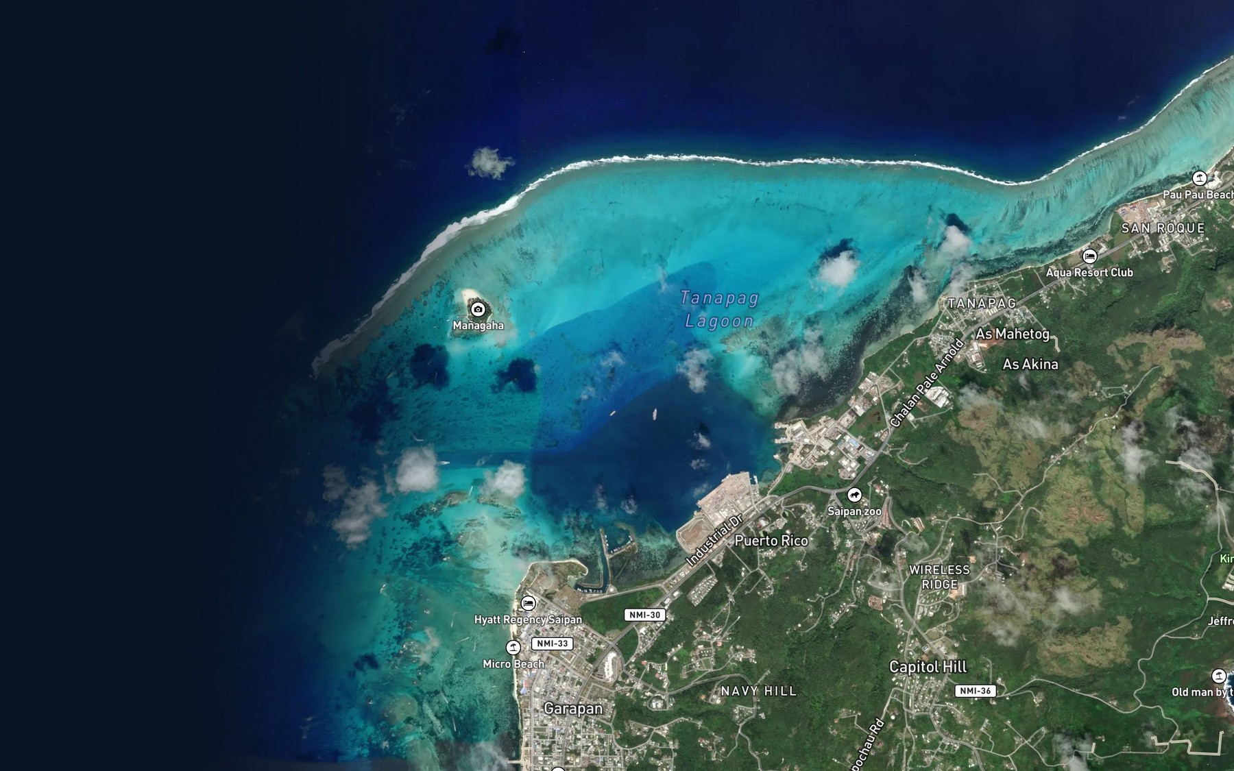 Satellite map of the Tanapag Inner Vessel Anchorage
