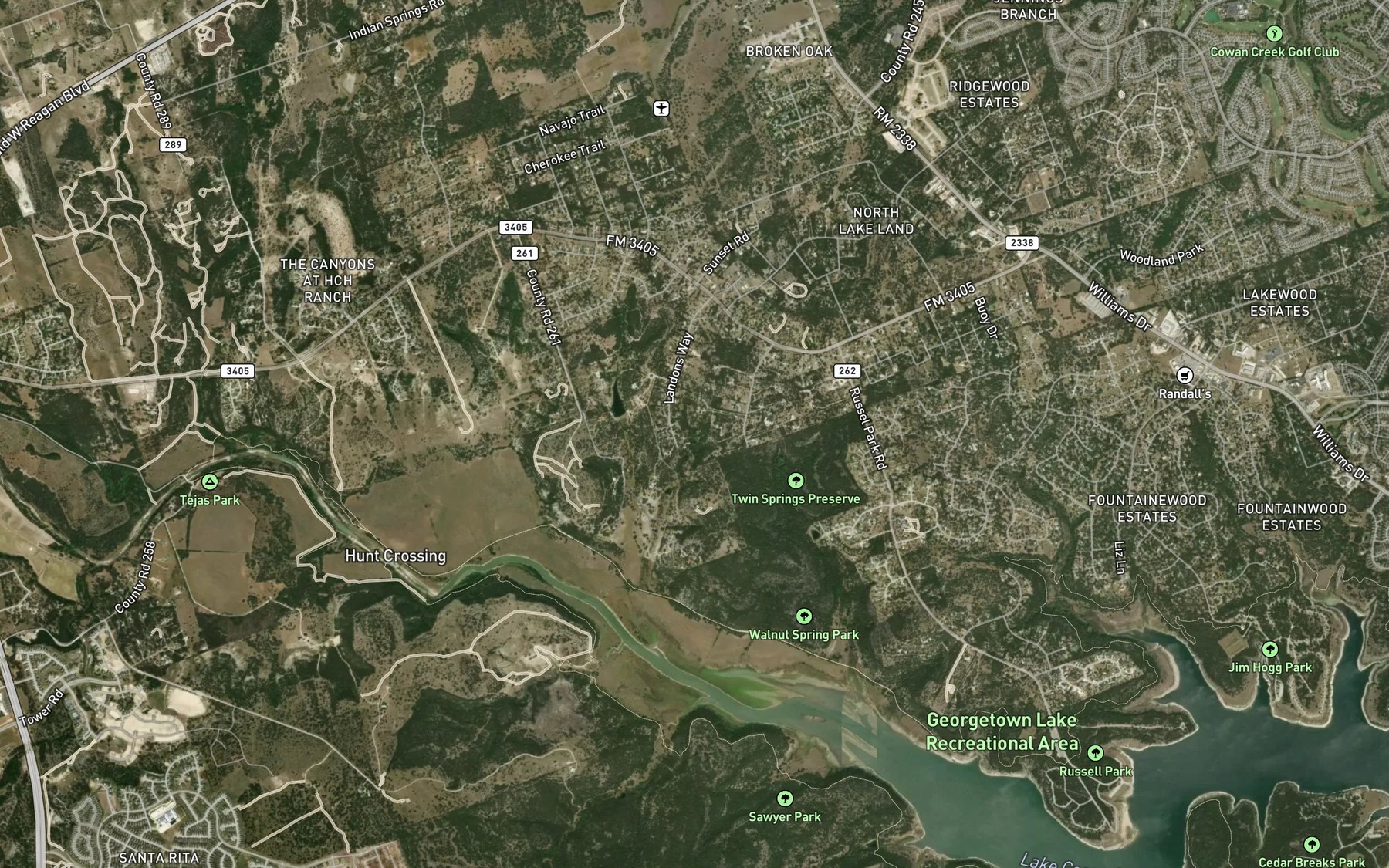 Satellite map of the Walnut Spring