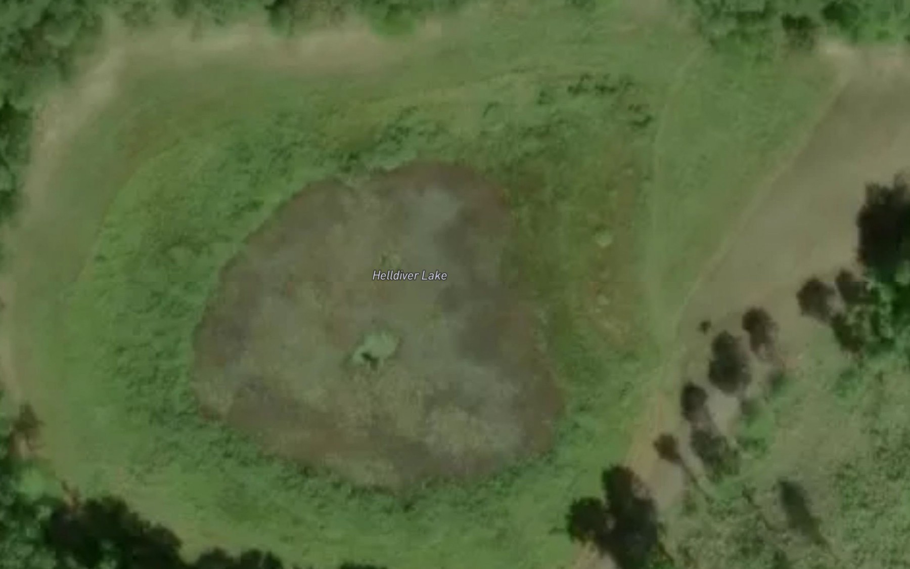 Satellite map of the Helldiver Lake