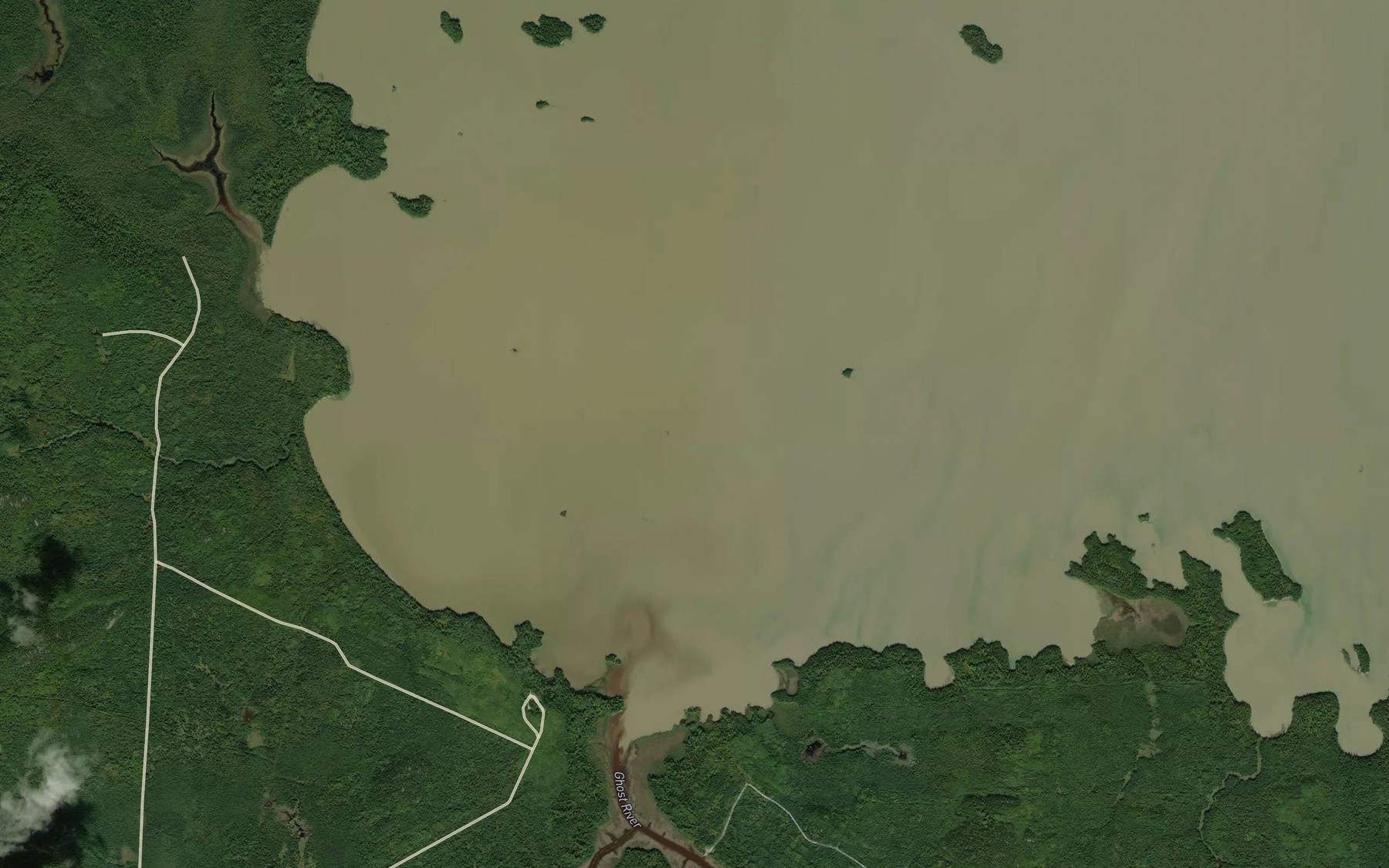 Satellite map of the Ghost River Bay