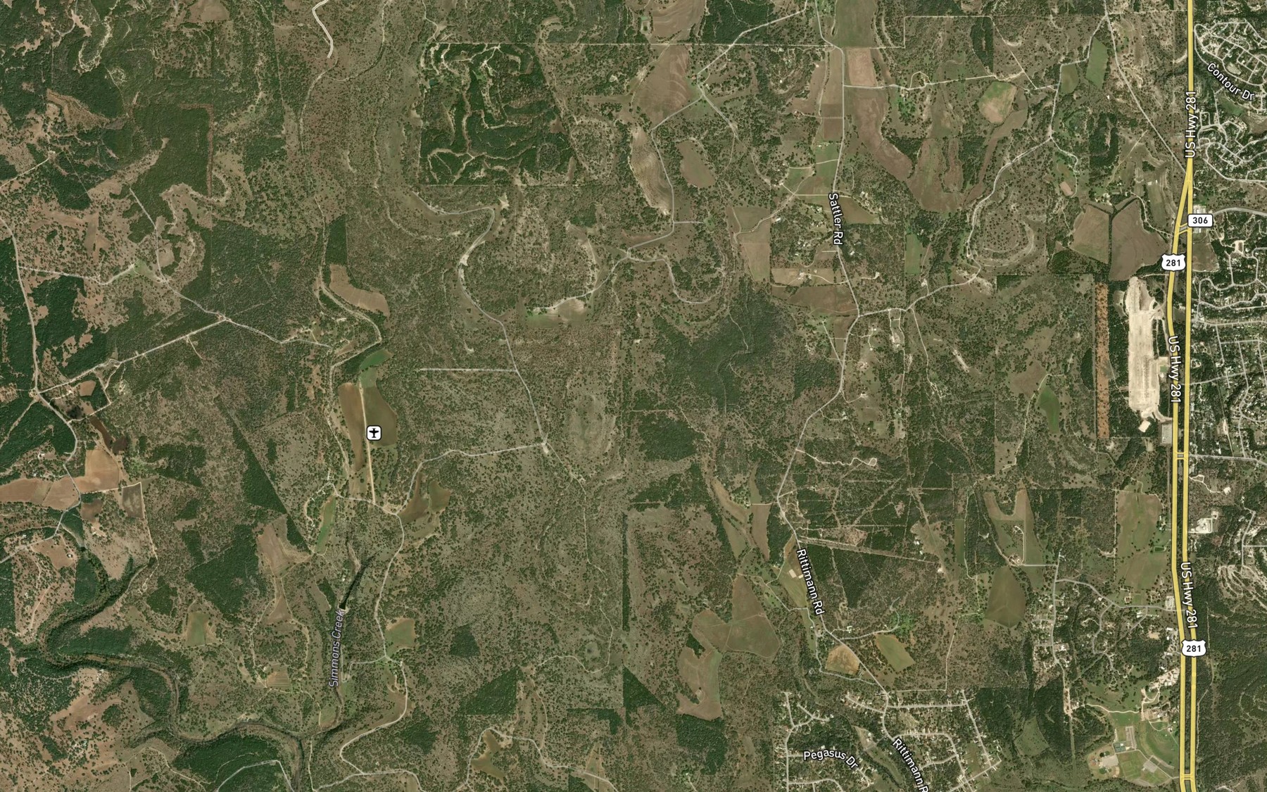 Satellite map of the Spring Branch Springs