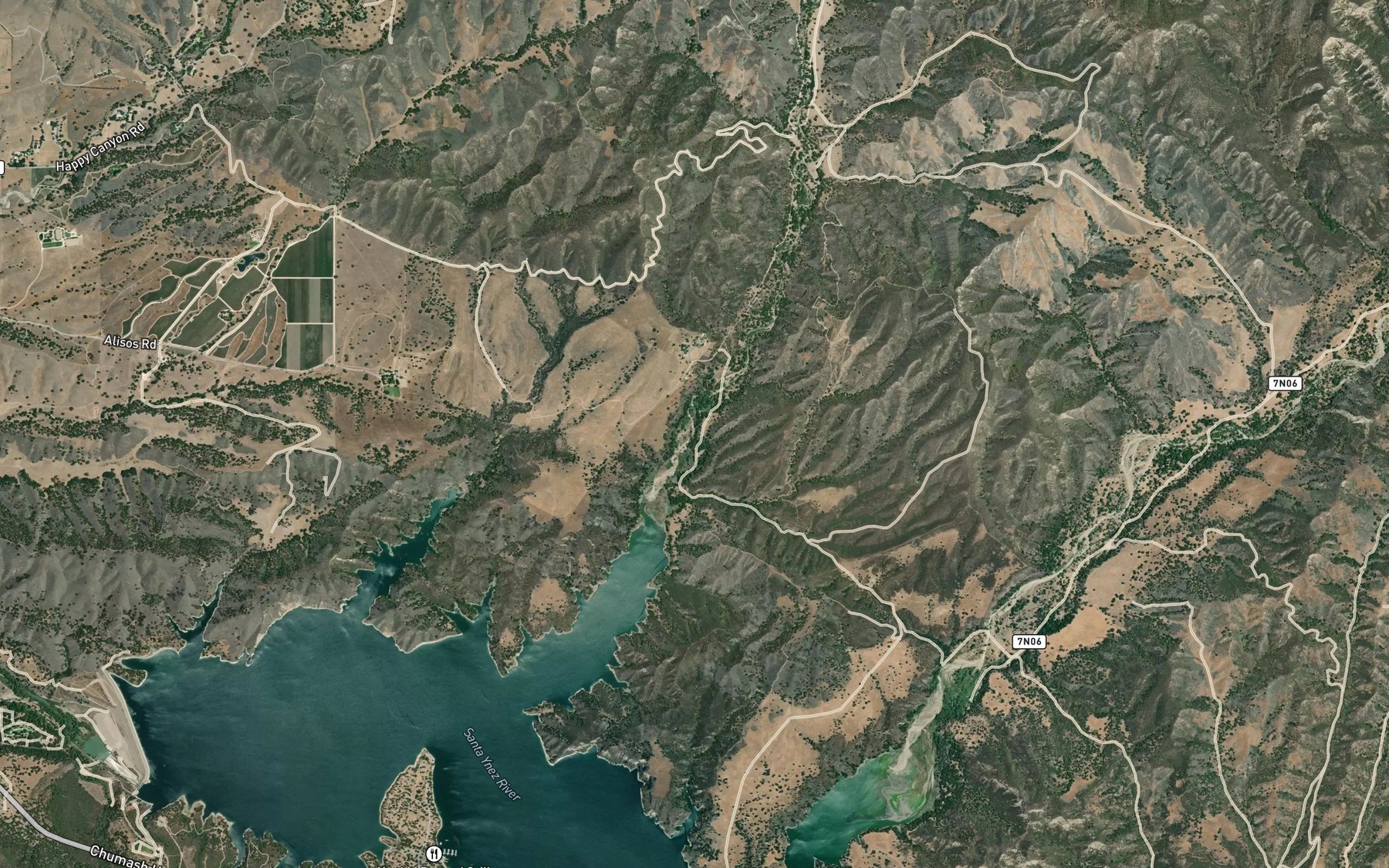 Satellite map of the Cachuma Creek