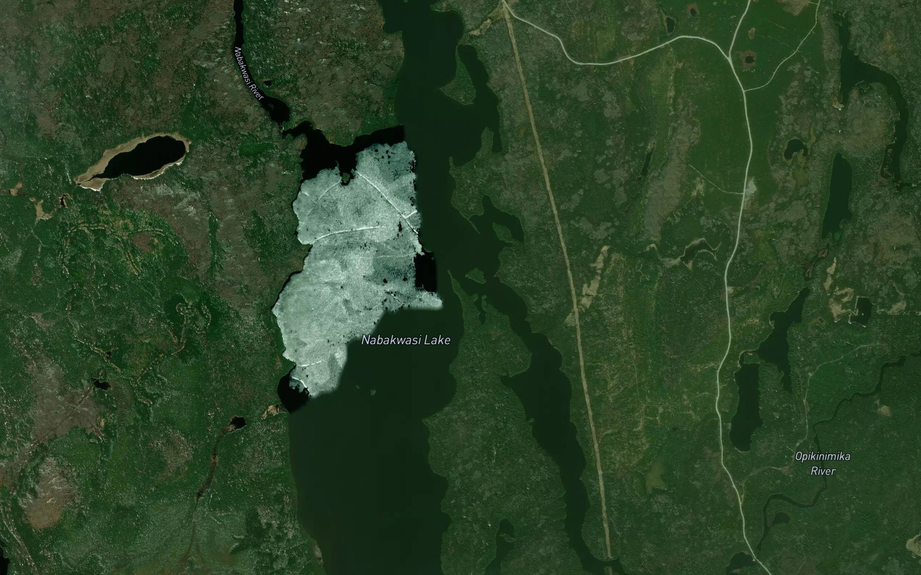 Satellite map of the Opikinimika River