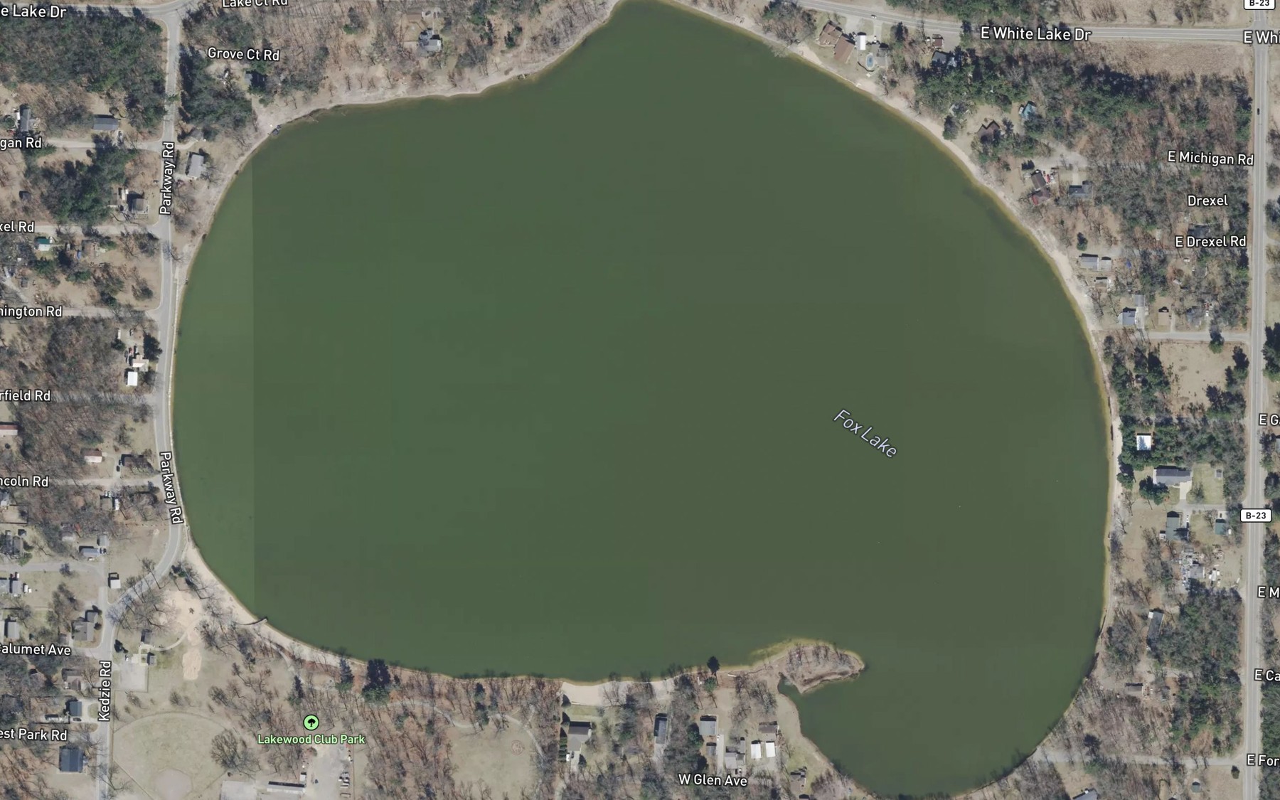 Satellite map of the Fox Lake
