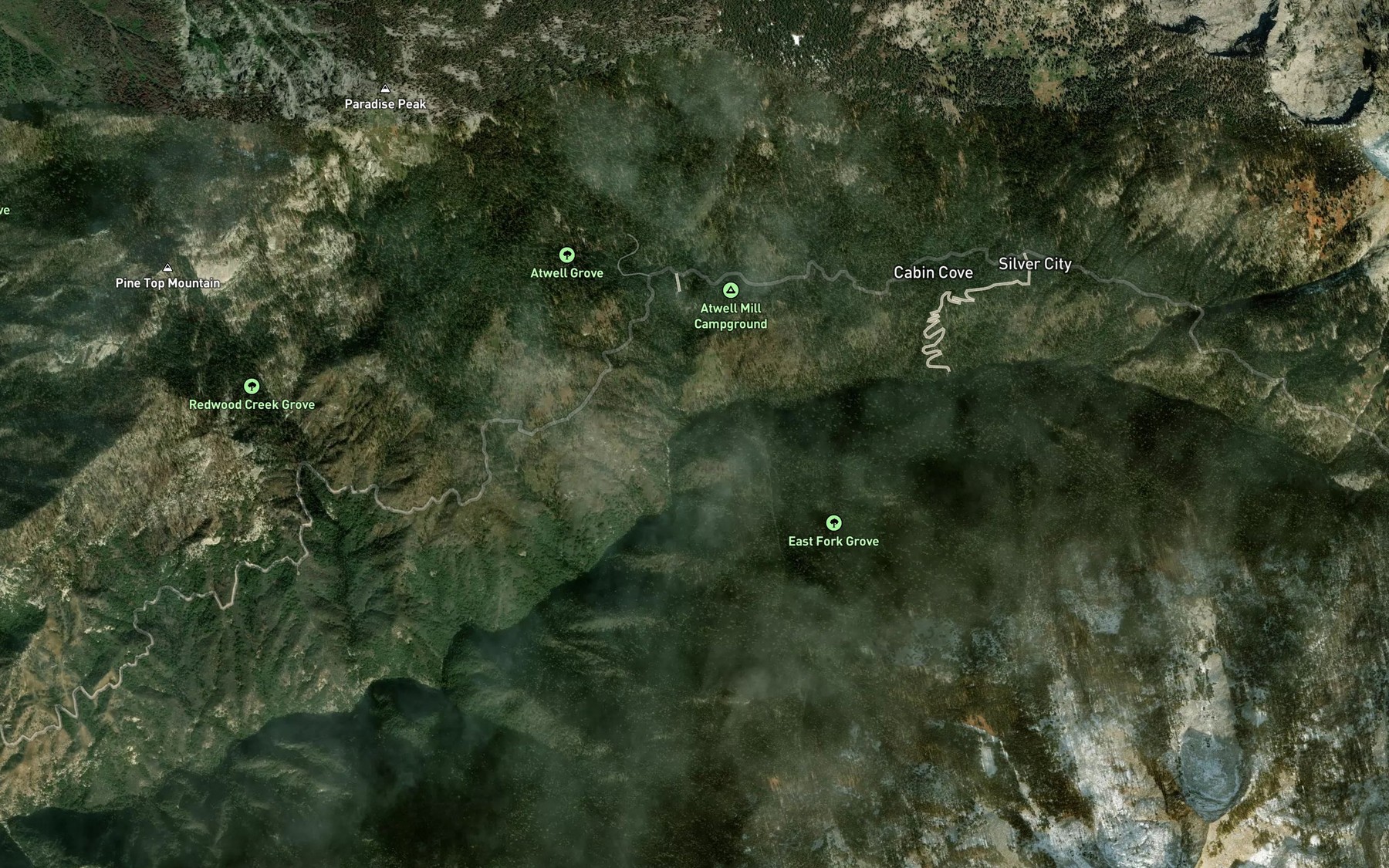 Satellite map of the Atwell Creek