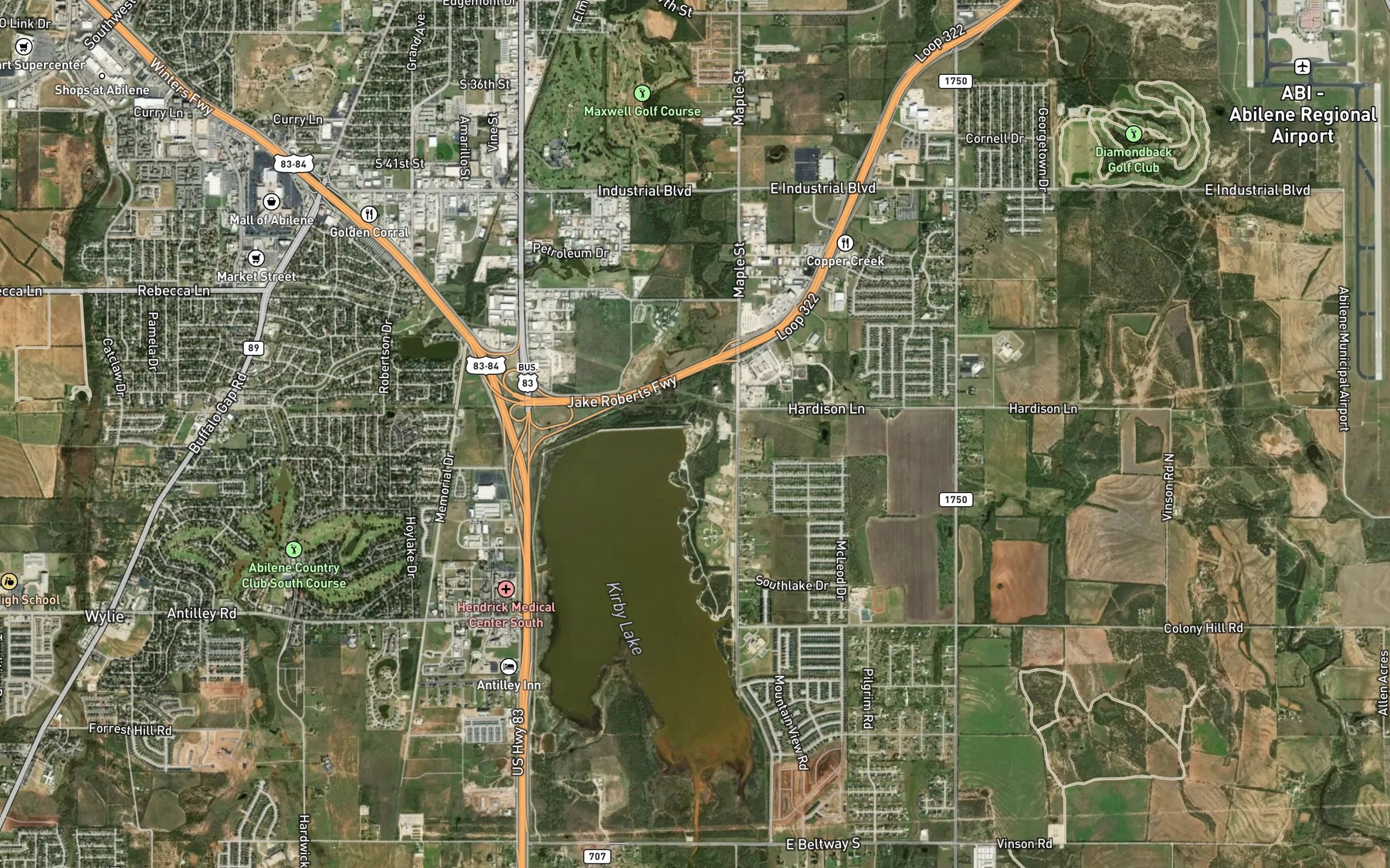 Satellite map of the Lake Kirby
