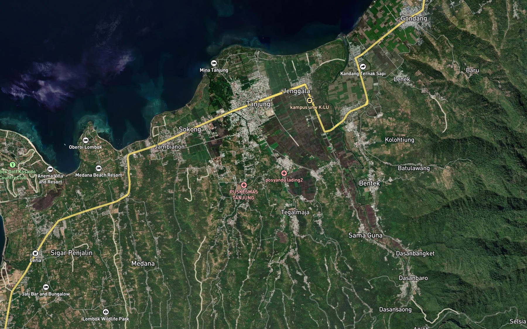 Satellite map of the Lokok Lendanggalu