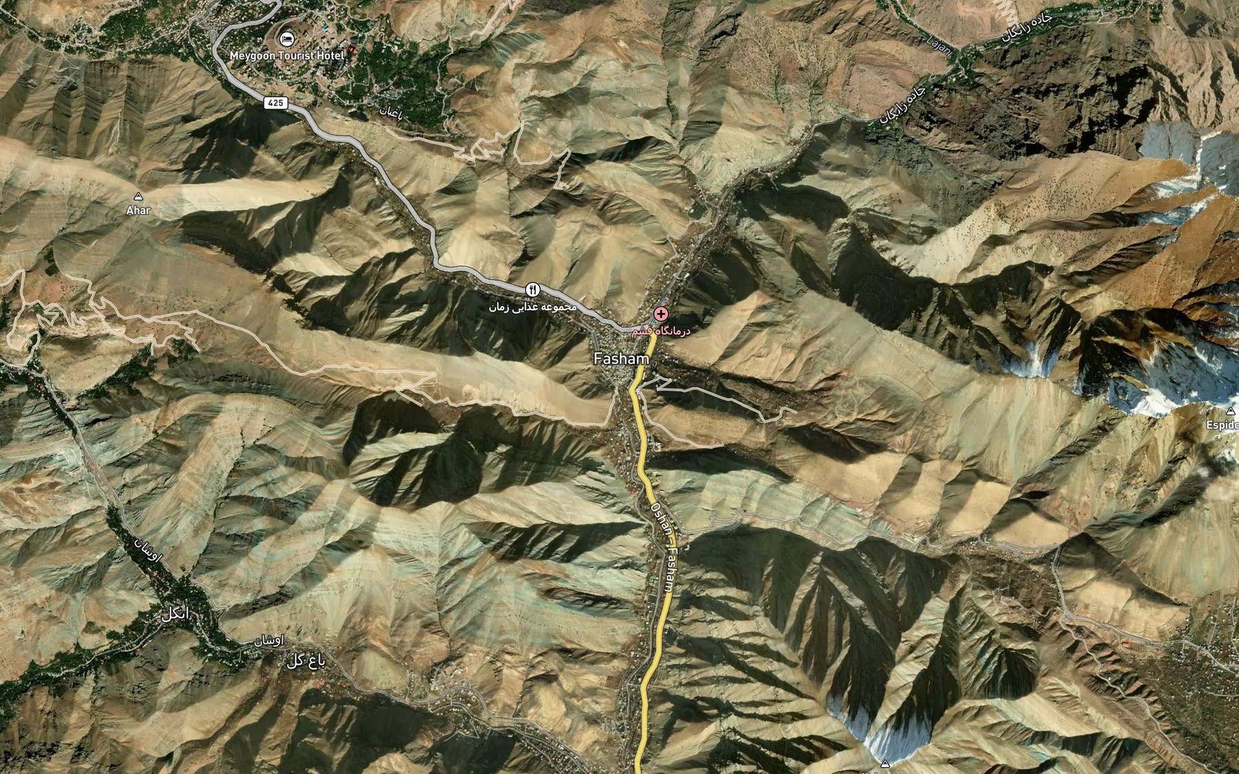 Satellite map of the Rudkhaneh-ye Garmabdar