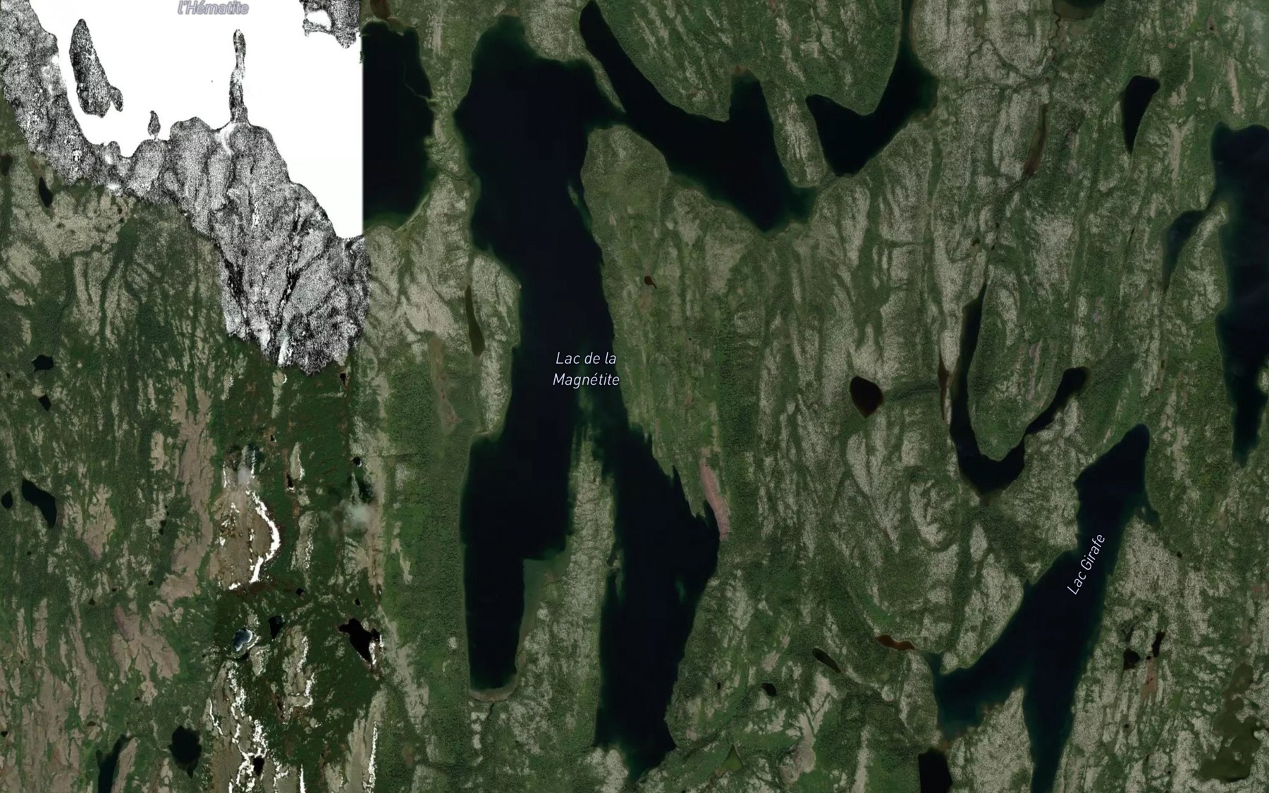 Satellite map of the Lac de la Magnetite