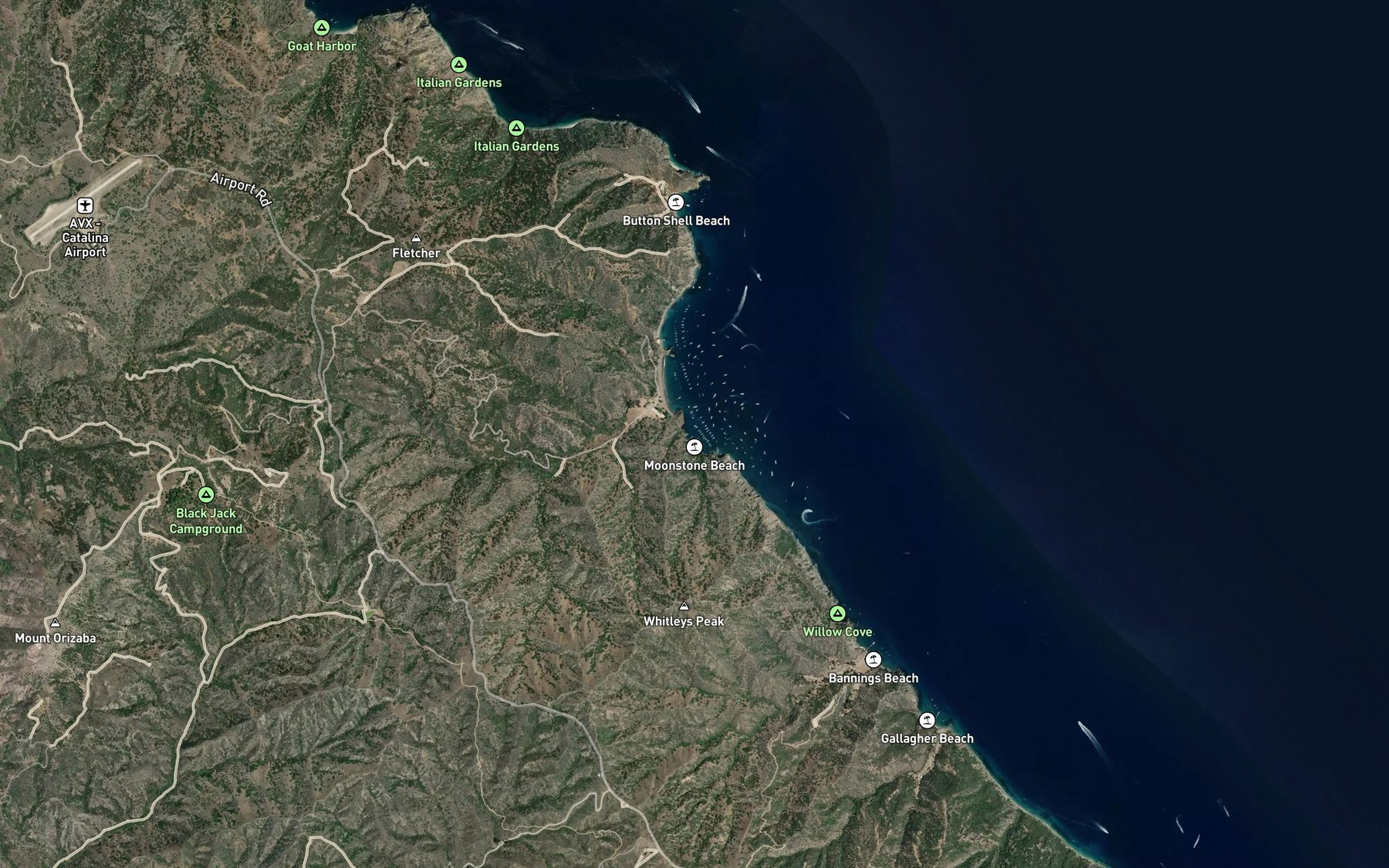 Satellite map of the Moonstone Cove