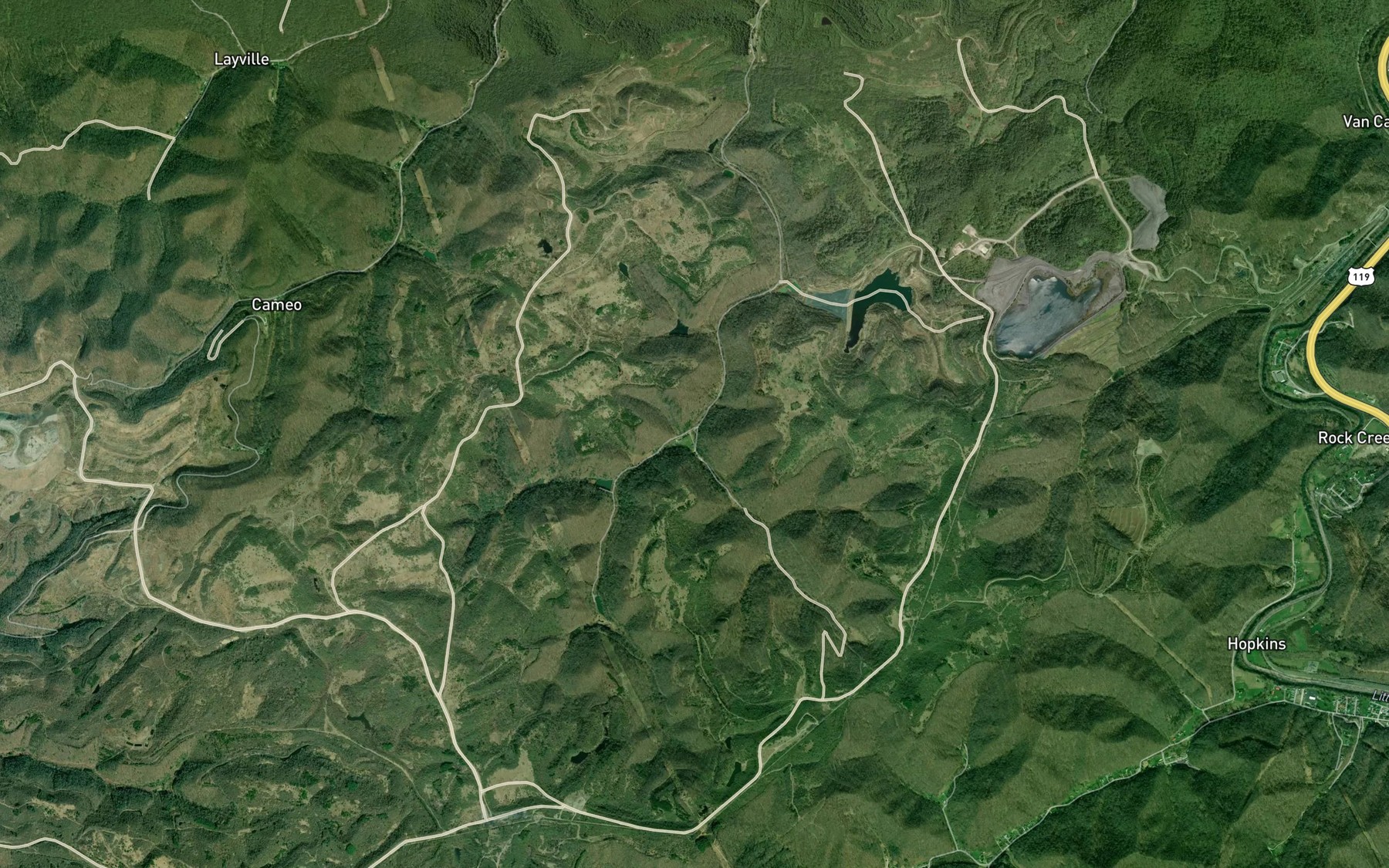 Satellite map of the Lavender Fork