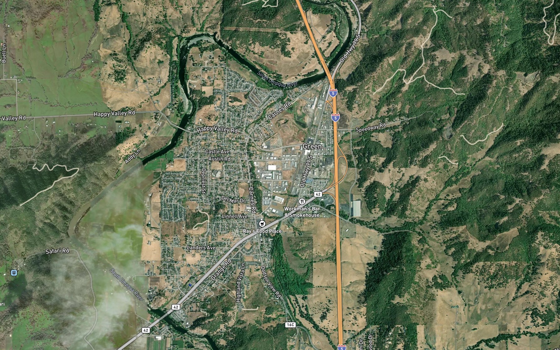 Satellite map of the Eugene Log Pond