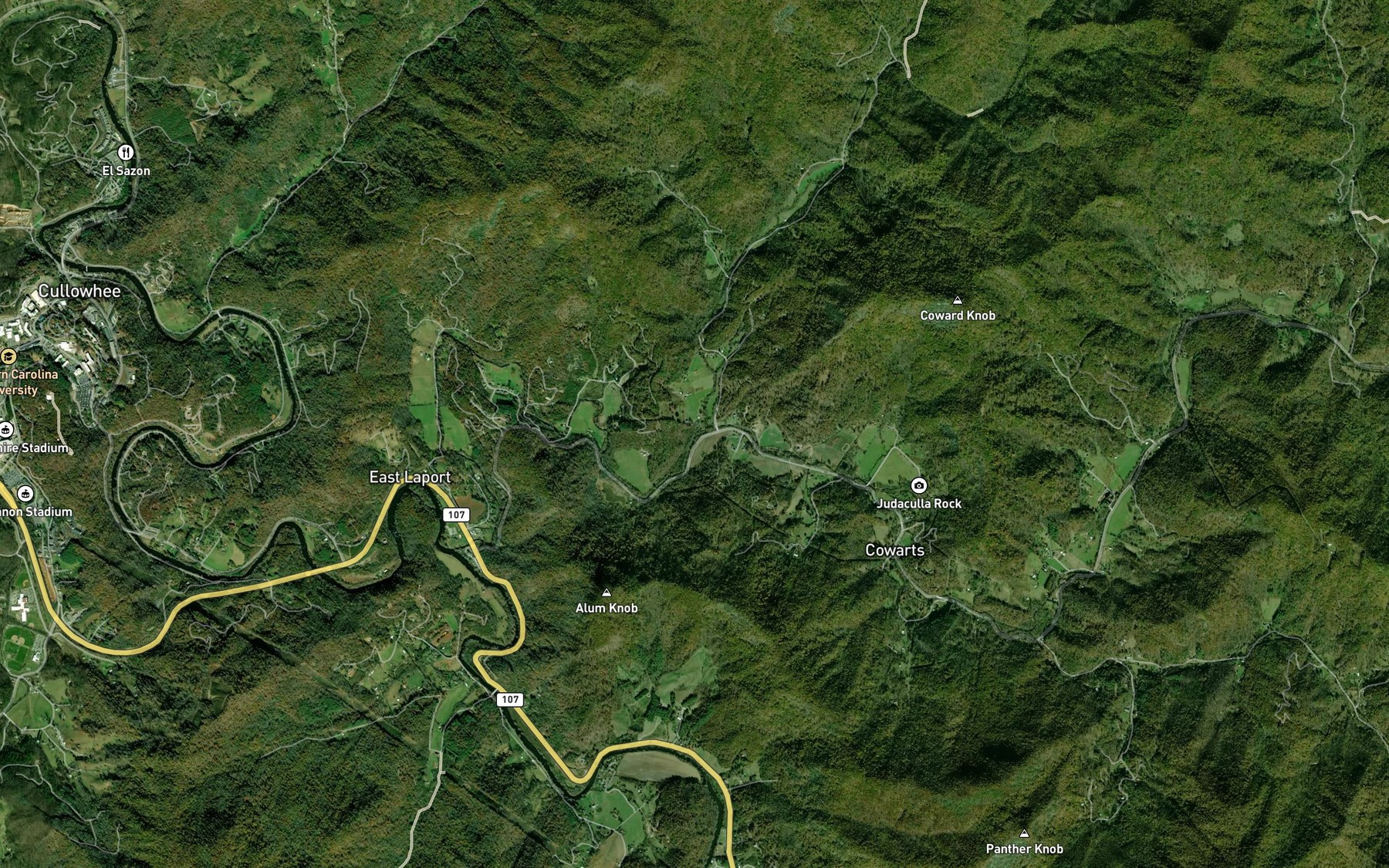 Satellite map of the Moses Creek