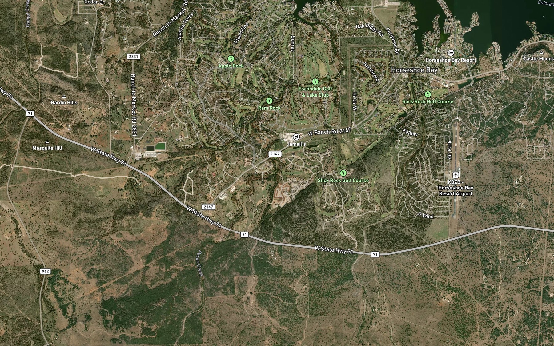 Satellite map of the Cedar Branch