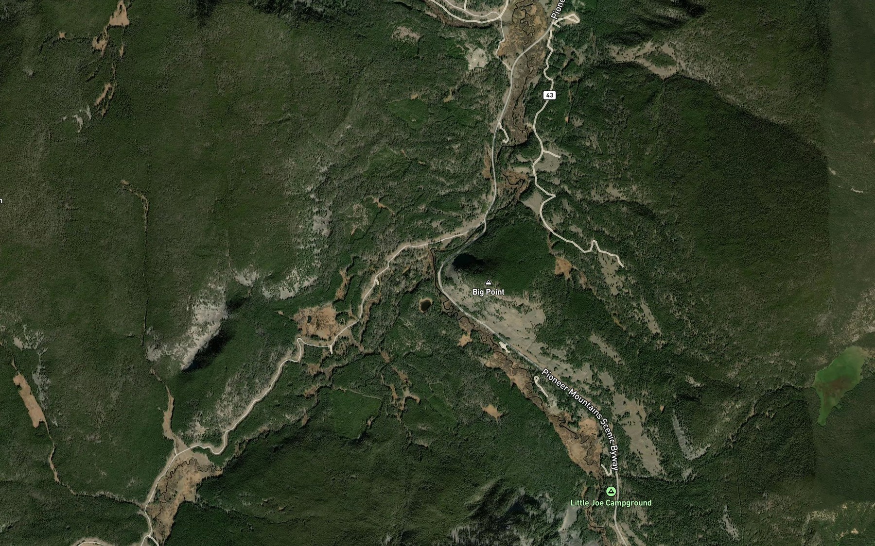 Satellite map of the Wyman Creek