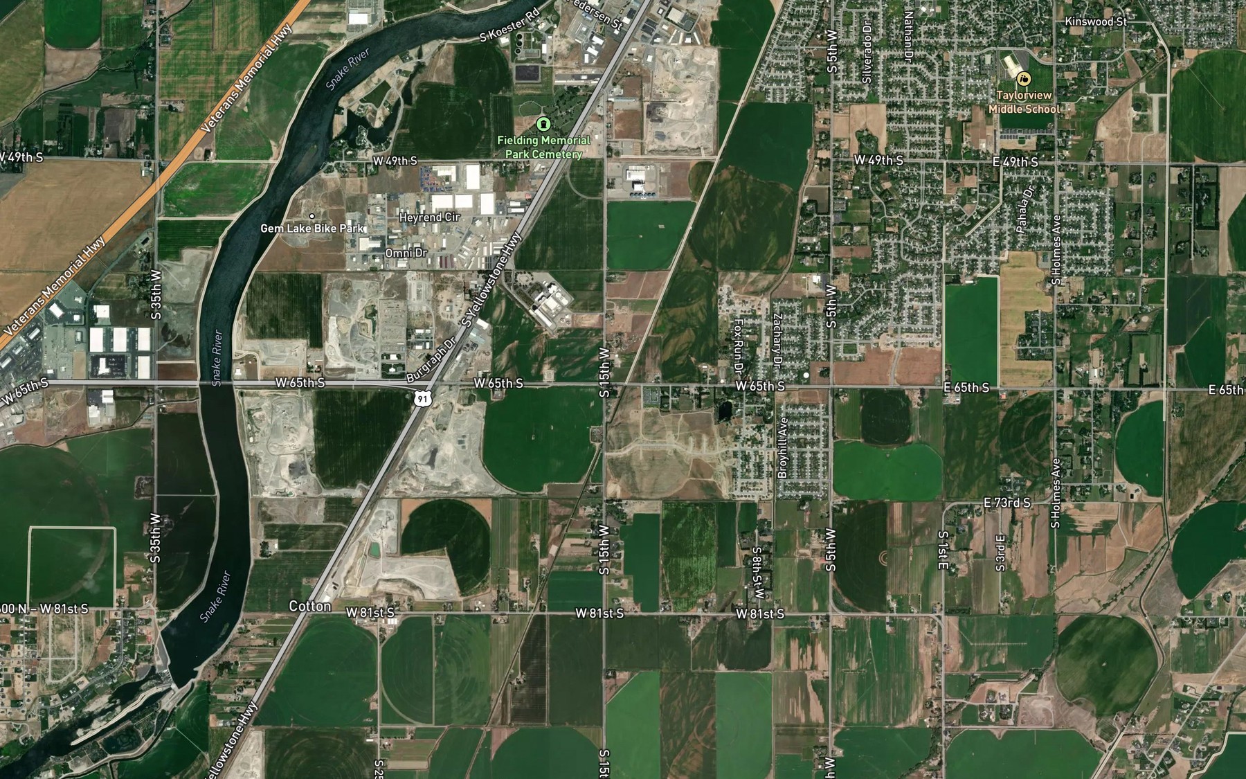 Satellite map of the Butte Arm Canal