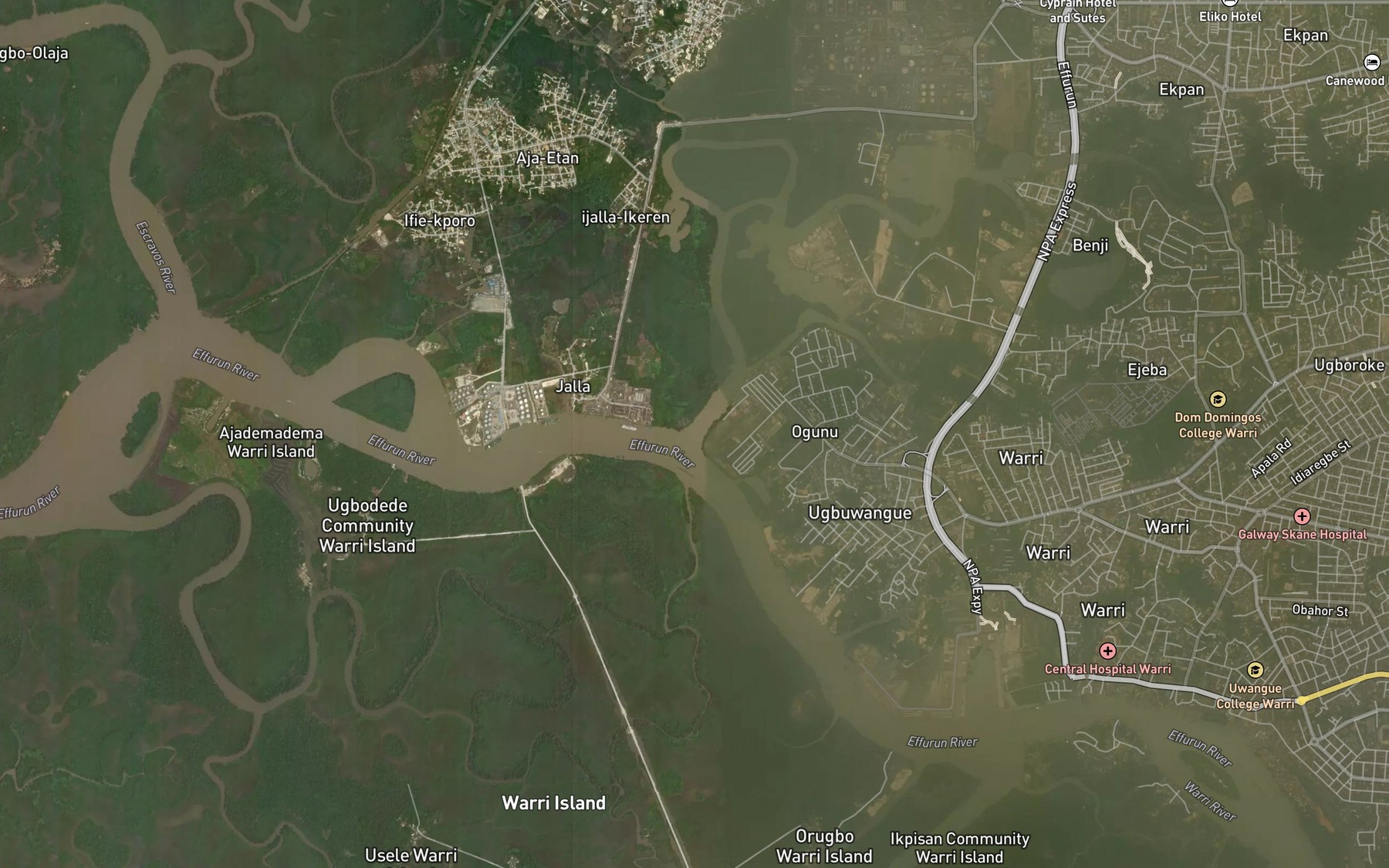 Satellite map of the Ikpa Creek