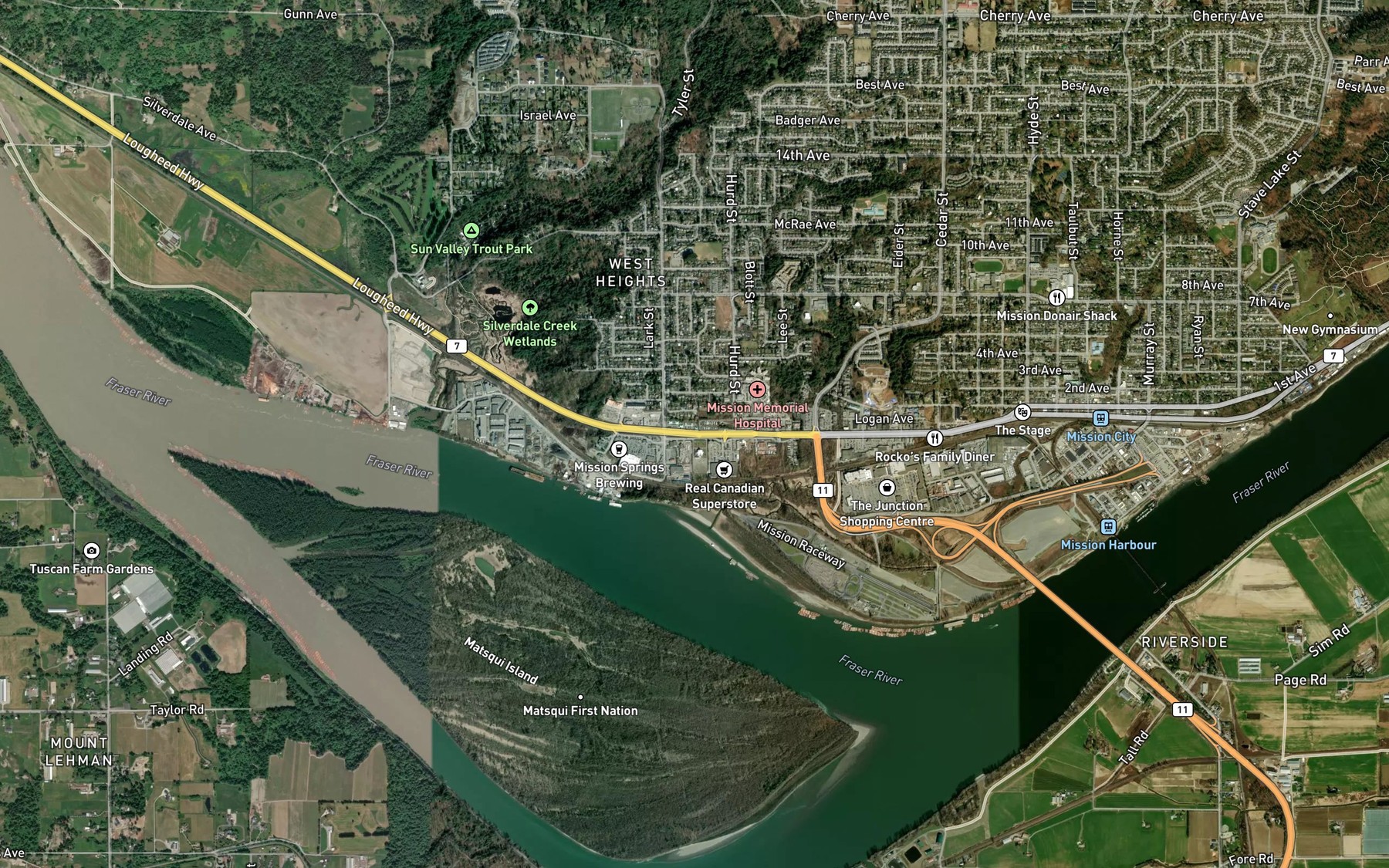 Satellite map of the Mandale Slough