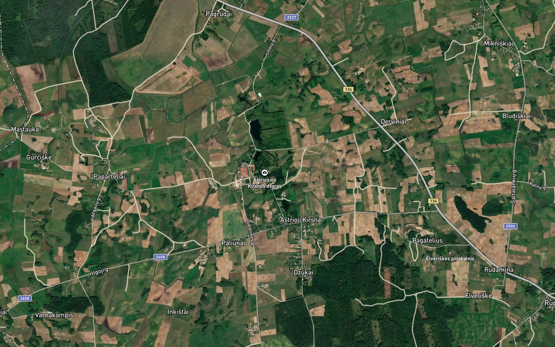 Satellite map of the Astriosios Kirsnos IV Tvenkinys