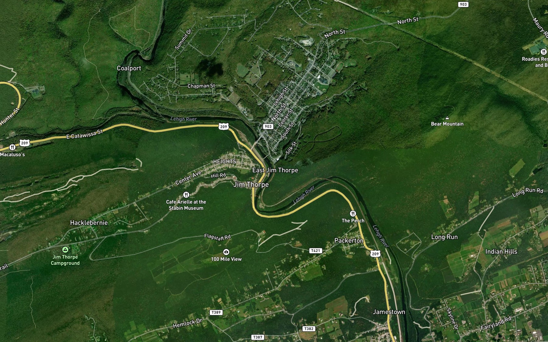 Satellite map of the Silkmill Run