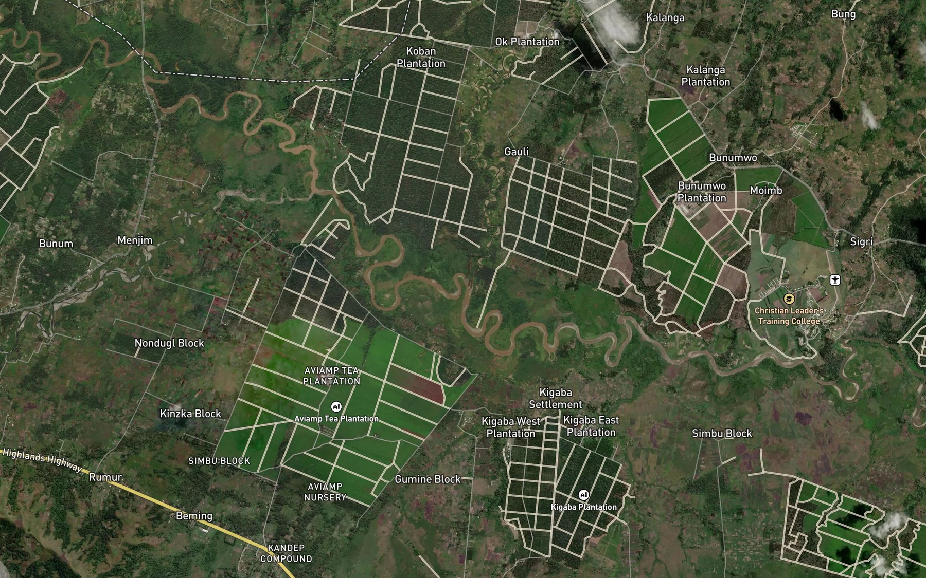 Satellite map of the Kimil River
