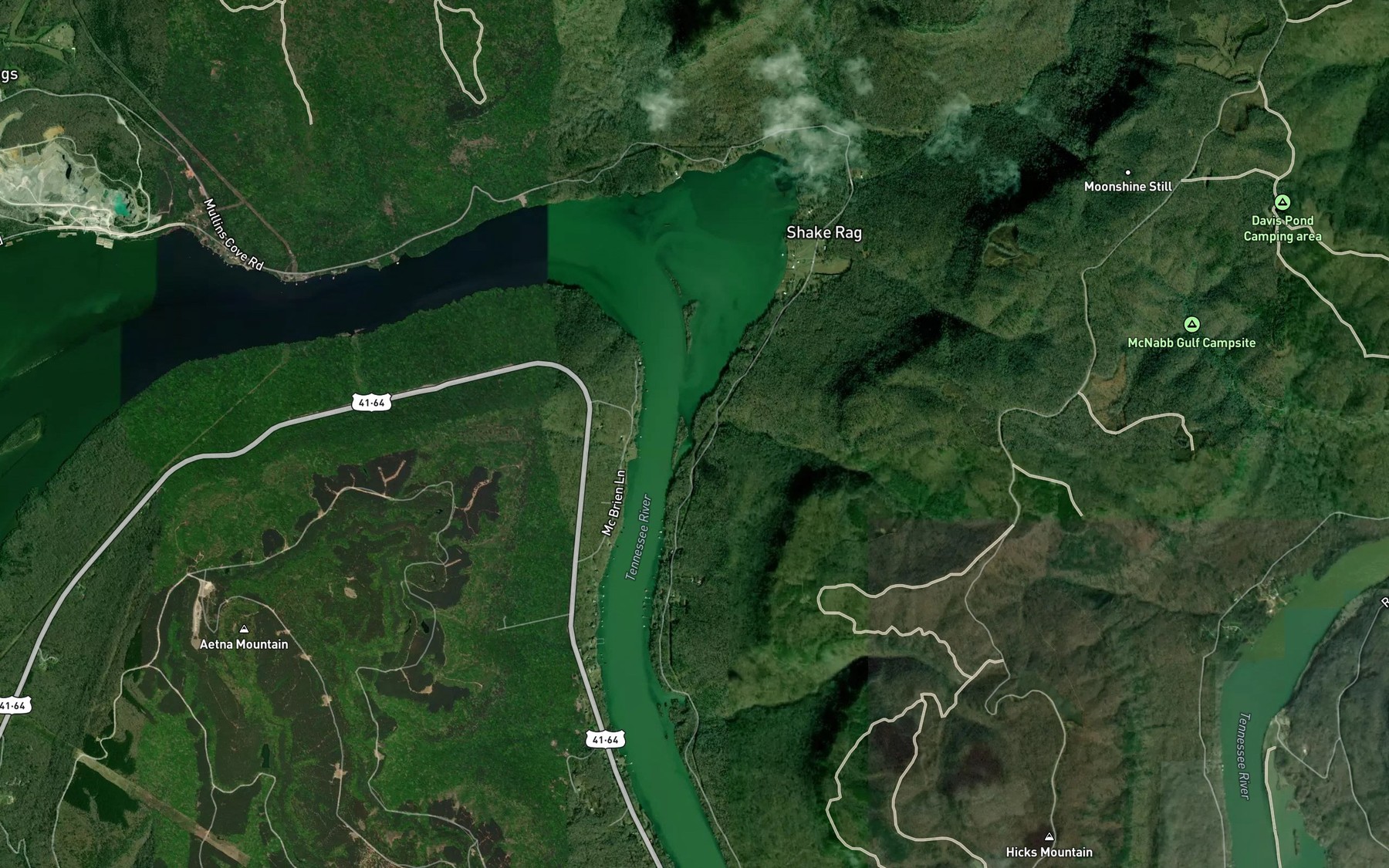 Satellite map of the Dry Branch