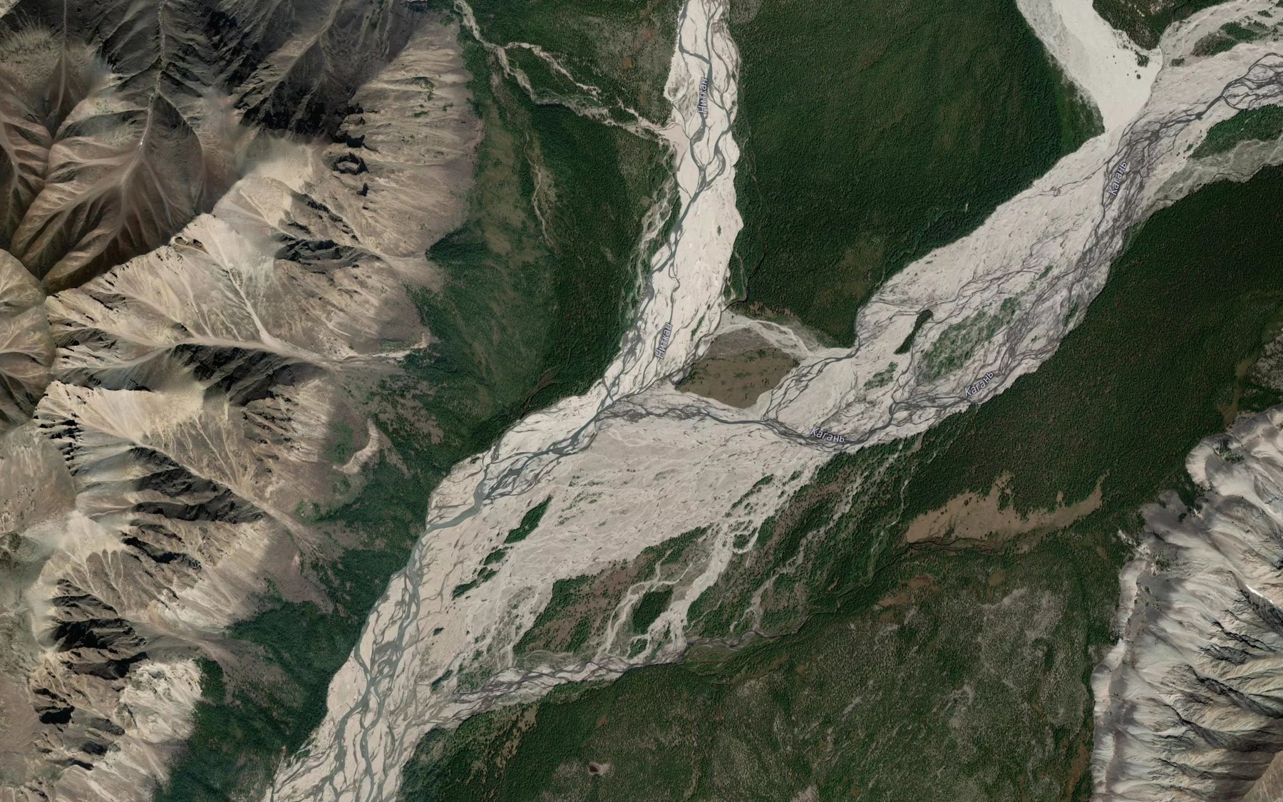 Satellite map of the Kagan'