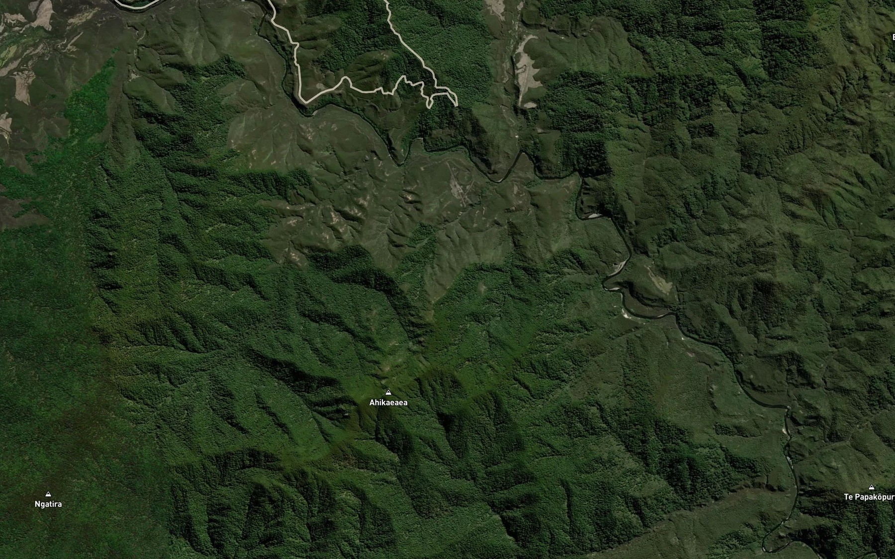 Satellite map of the Te Mimiohinekaitangi Stream