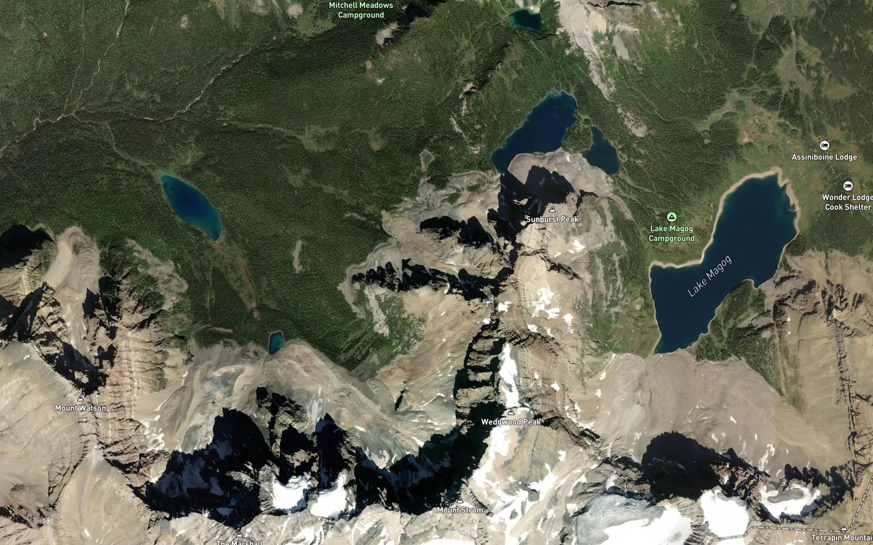 Satellite map of the Moose Bath Pond