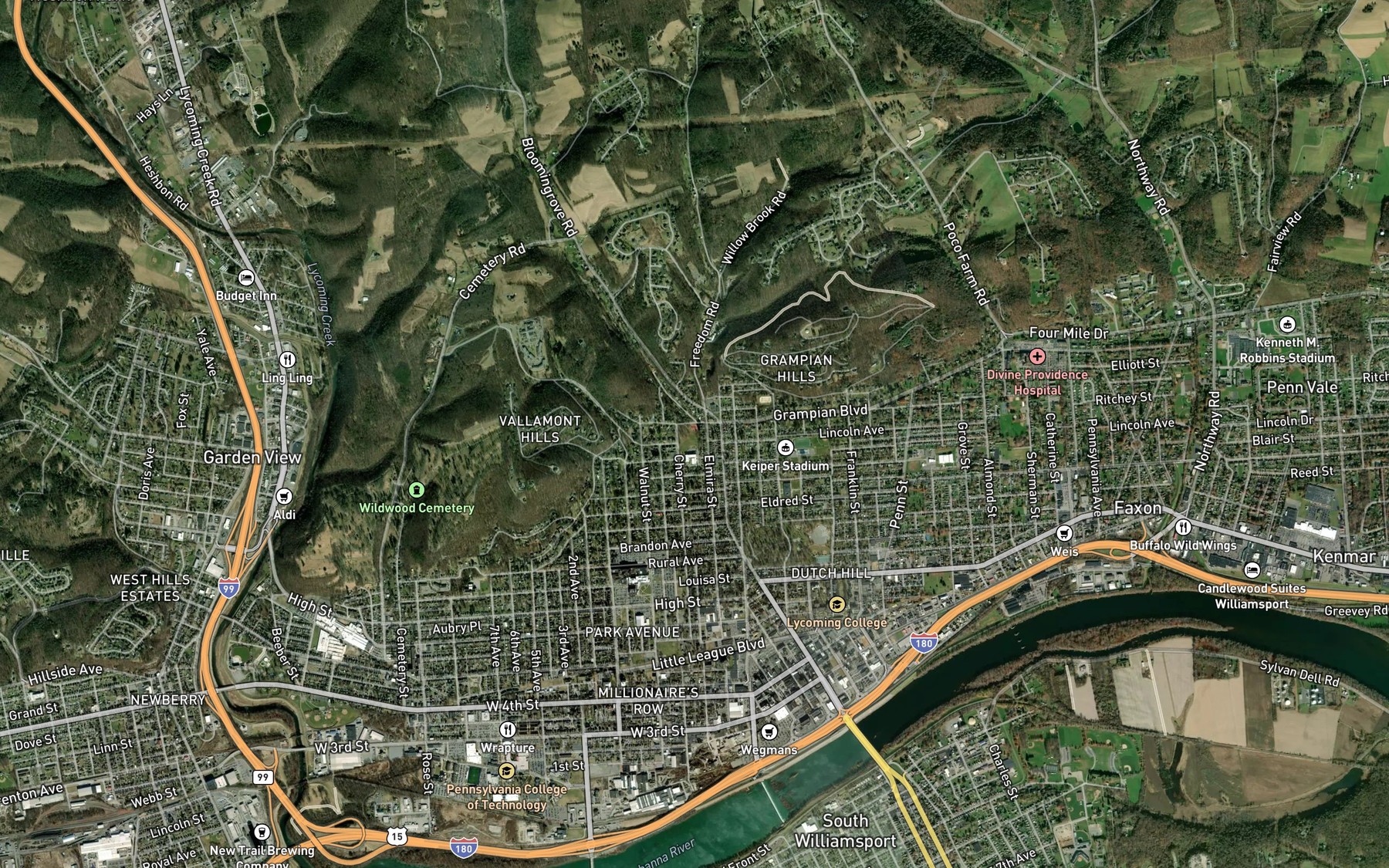 Satellite map of the Grafius Run
